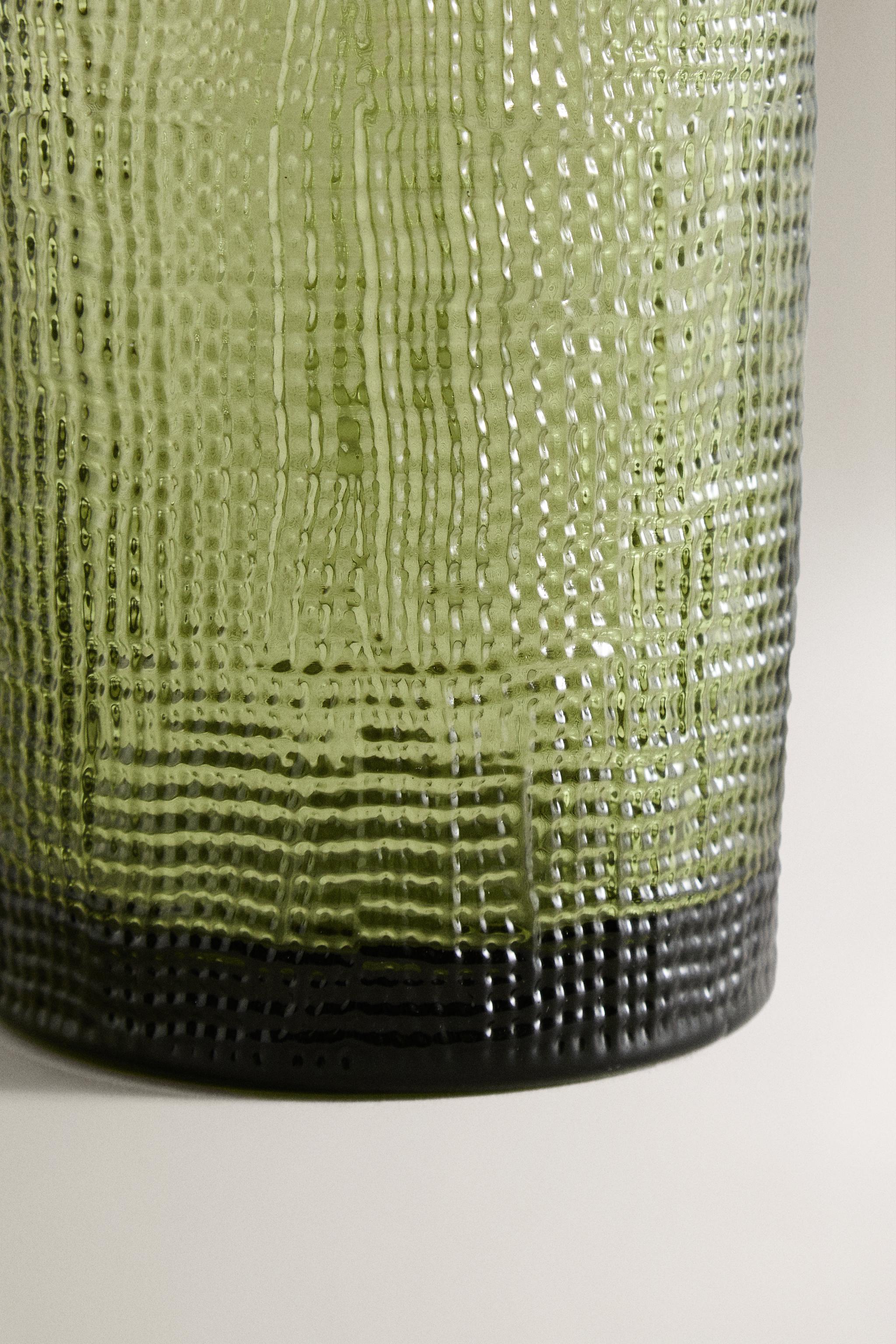 RAISED DESIGN GLASS PITCHER