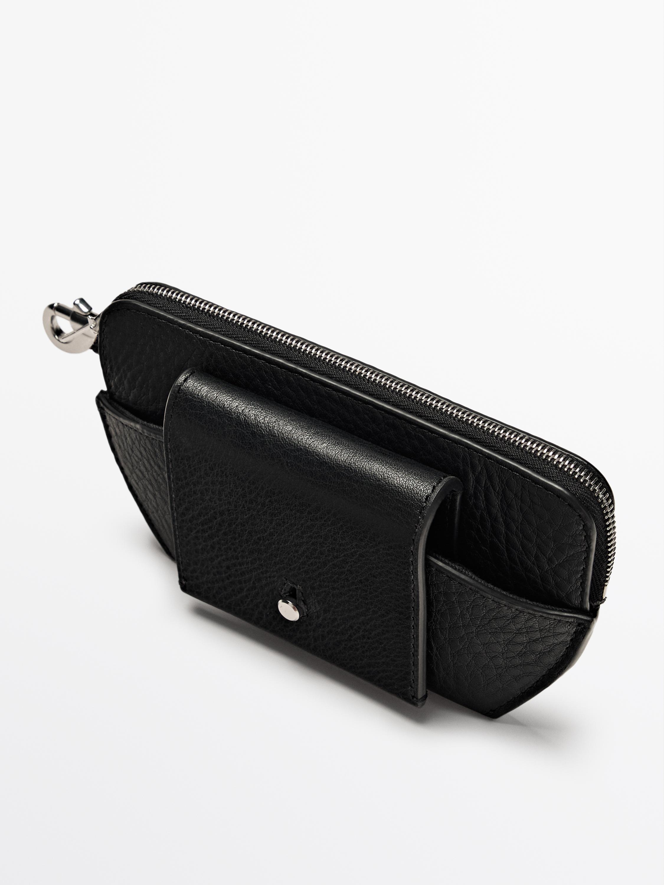 Nappa crossbody glasses case with purse