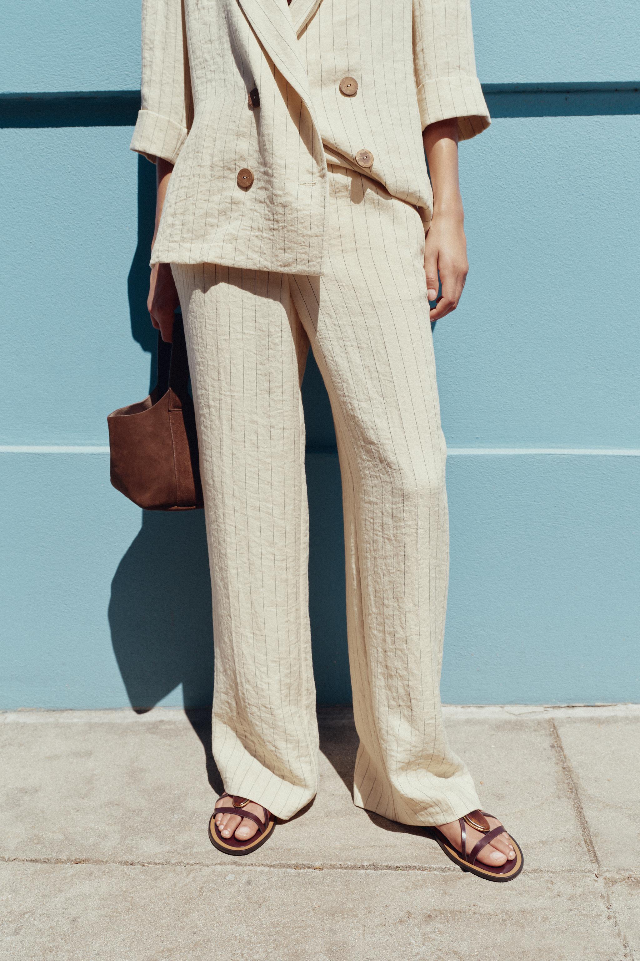STRIPED STRAIGHT LEG PANTS