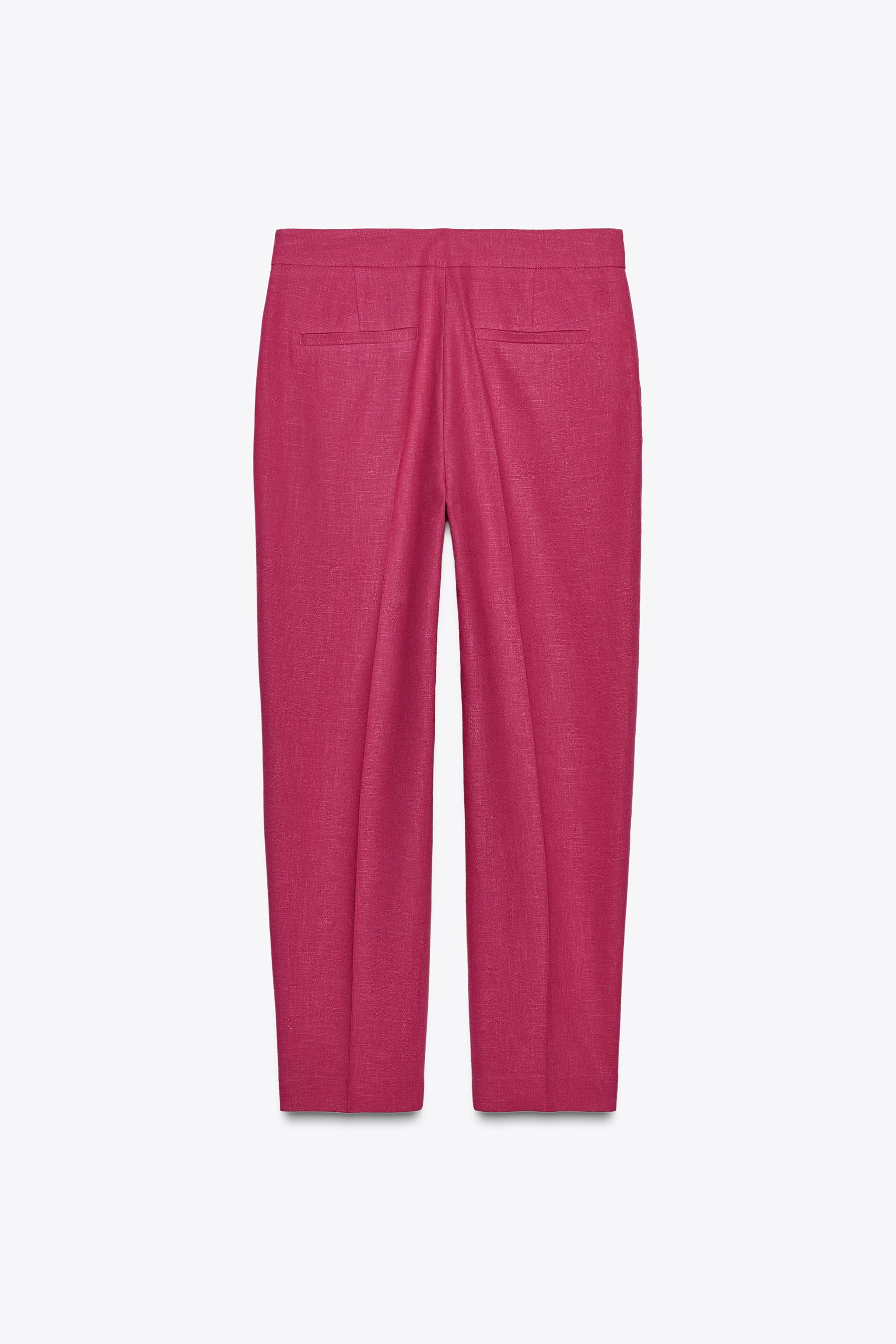 HIGH-WAISTED SLIM LINEN PANTS