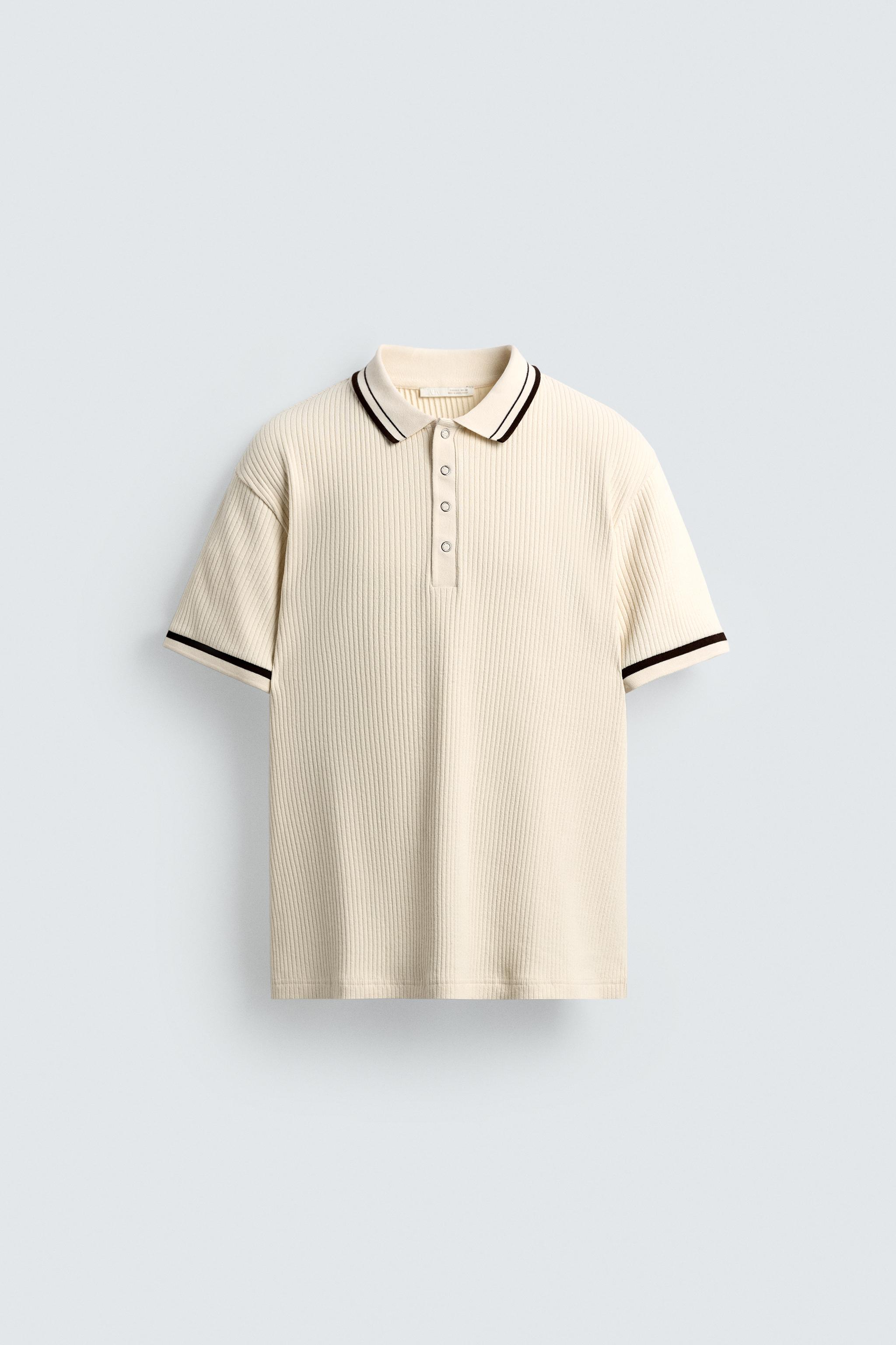 CONTRAST RIBBED POLO SHIRT