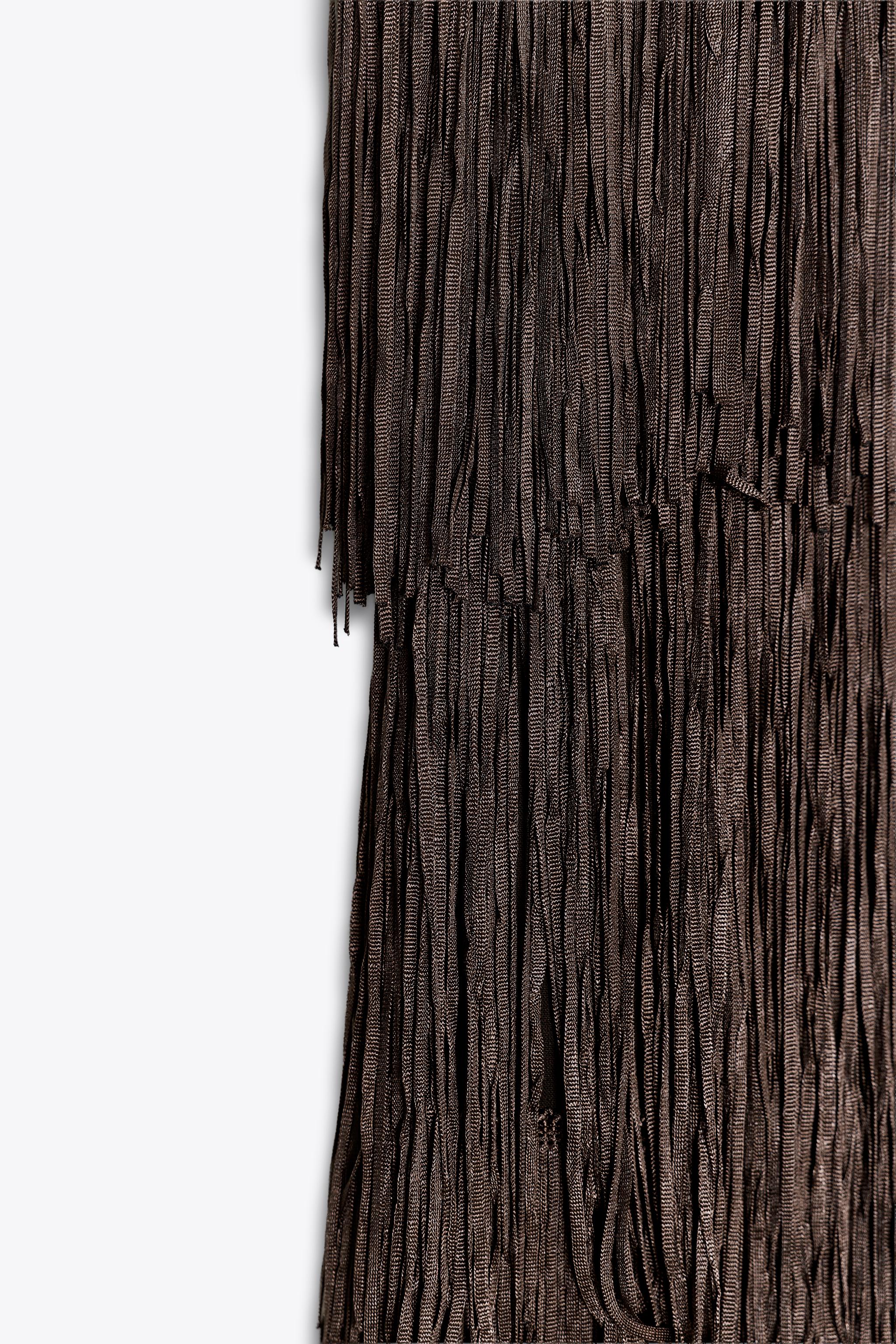 FRINGED STRAPLESS DRESS