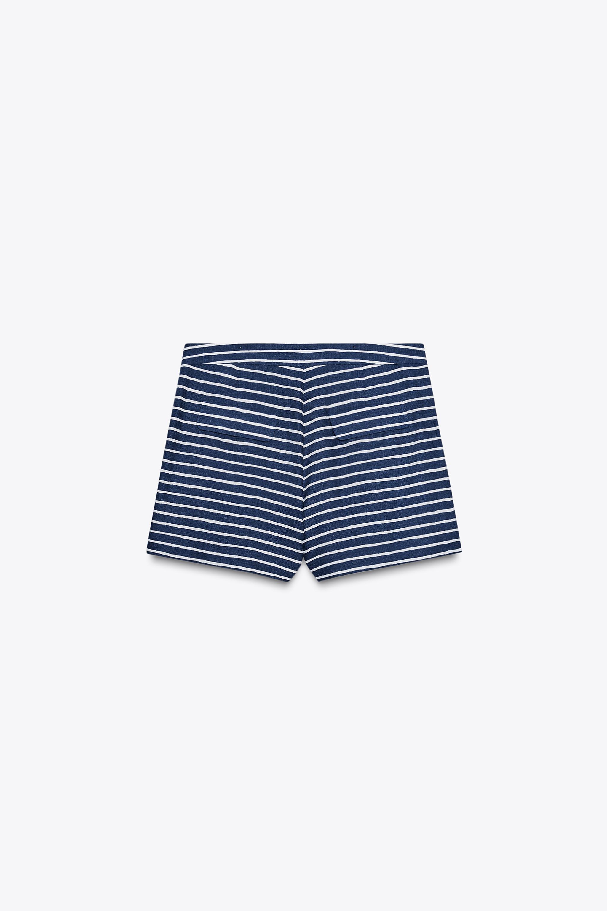 STRIPED LINEN SHORTS