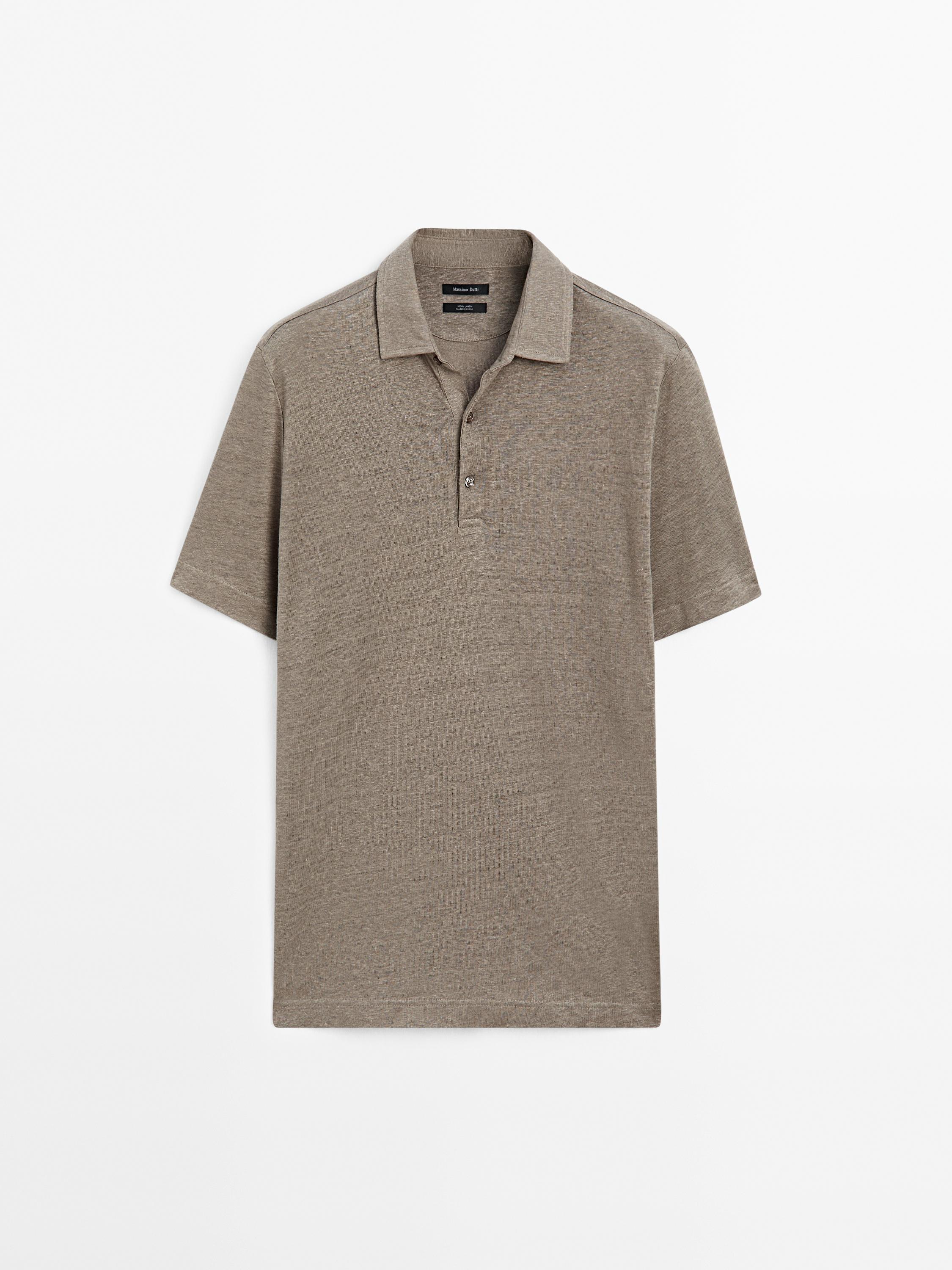 100% linen short sleeve polo shirt