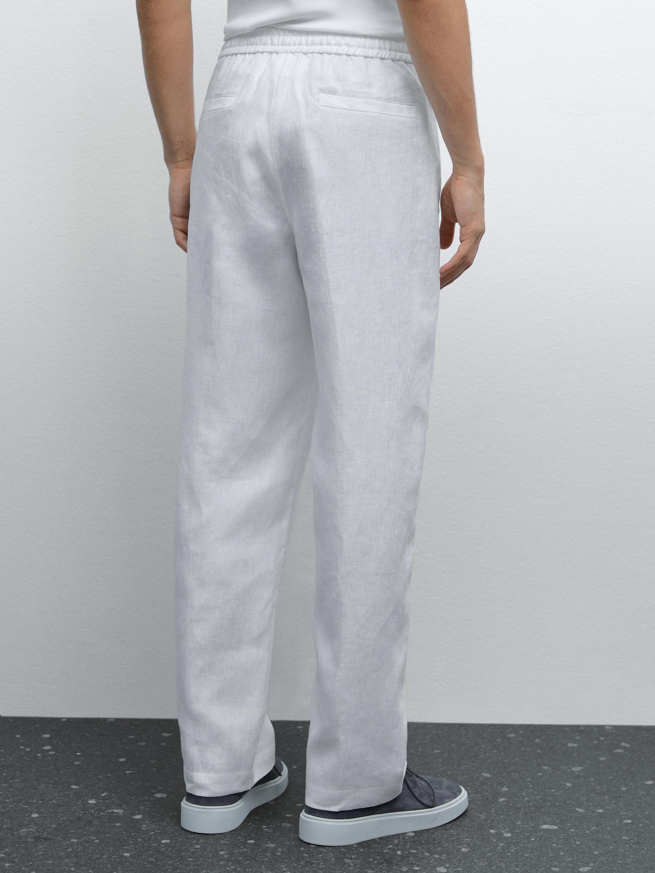100% linen jogger fit trousers