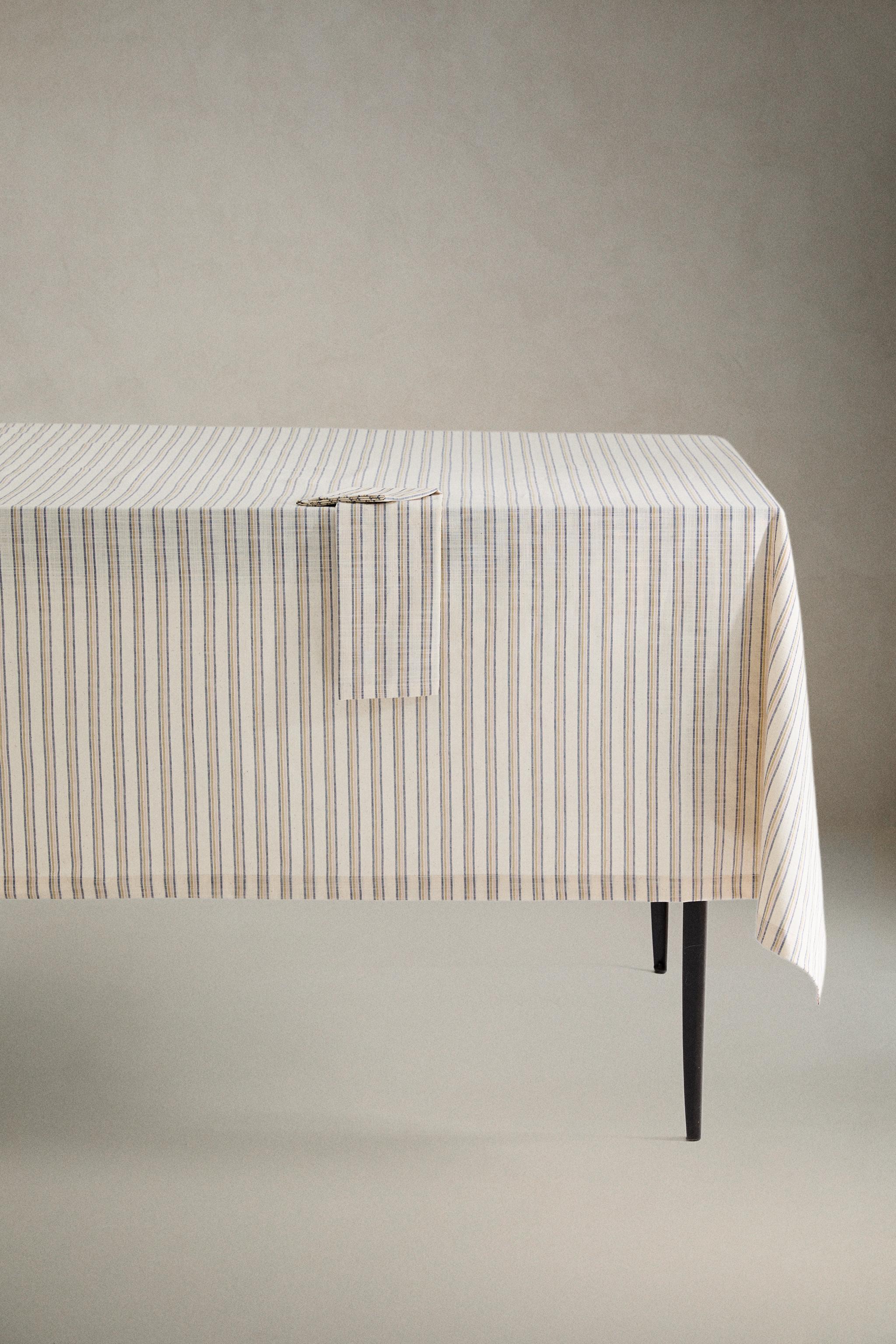 DYED THREAD STRIPED TABLECLOTH