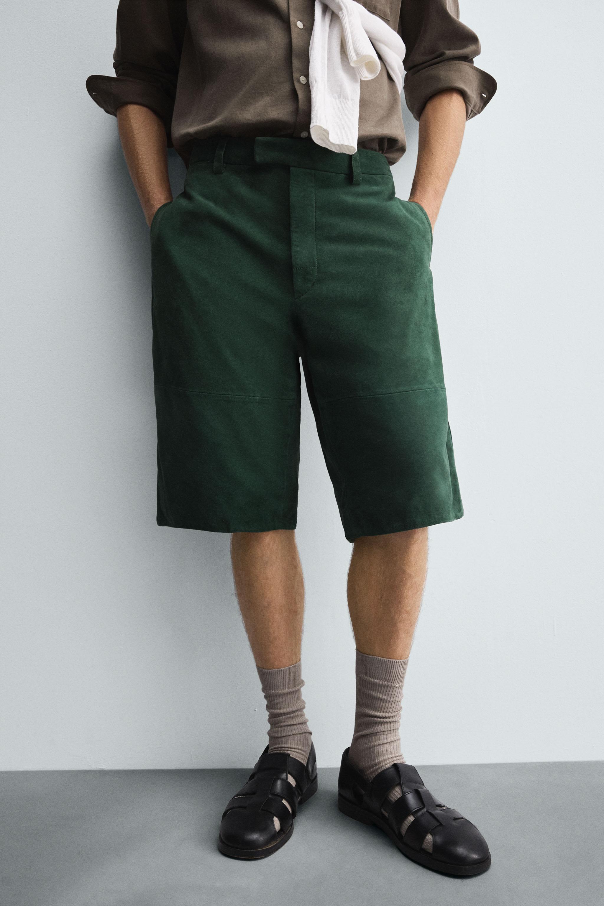 RELAXED FIT SUEDE LEATHER SHORTS