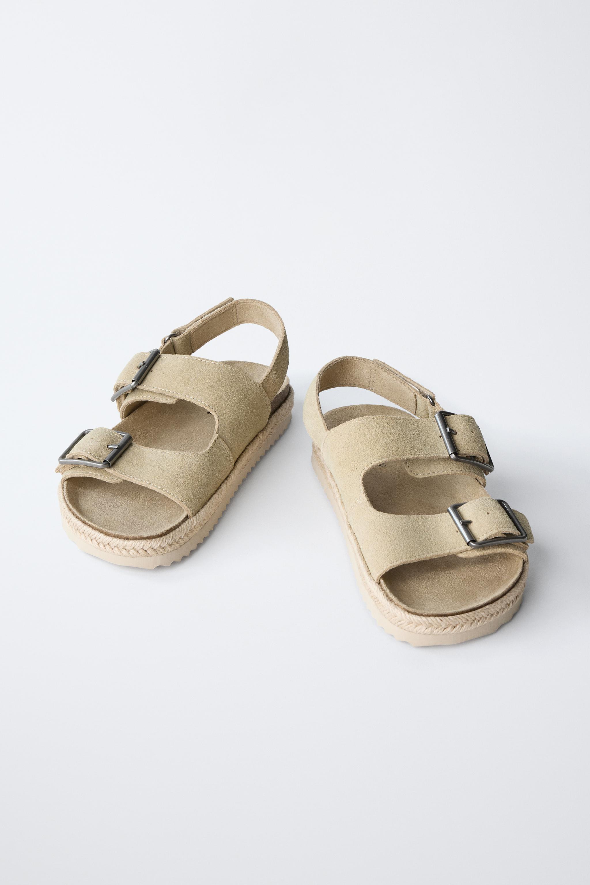LEATHER SANDALS WITH JUTE BUCKLES