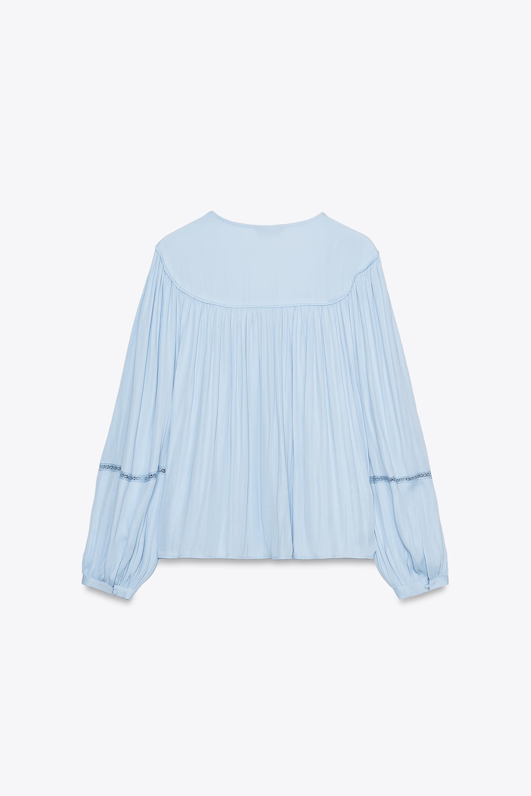 FLOWY LACE TRIM BLOUSE