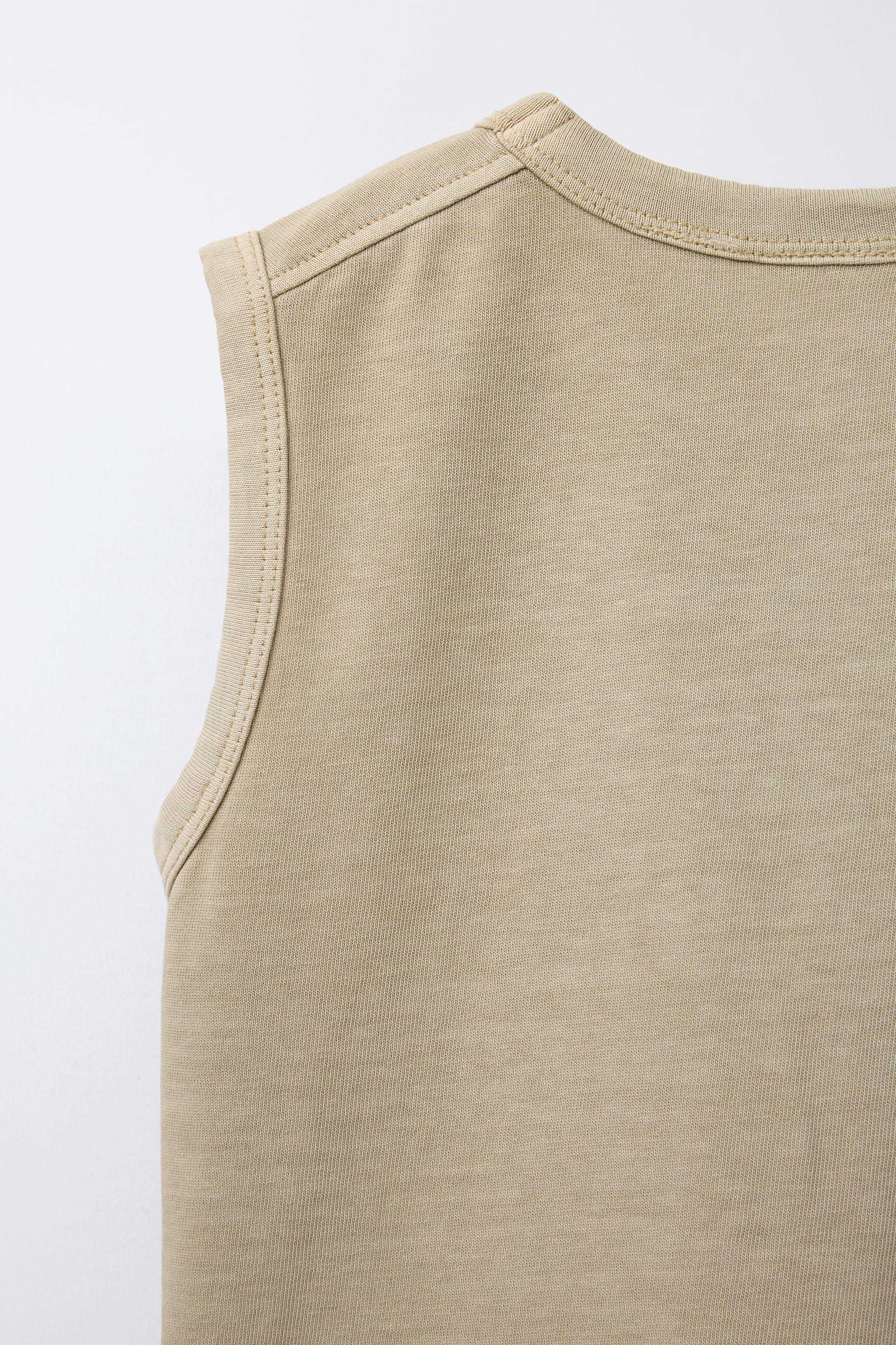 GARMENT DYE EMBROIDERED SLEEVELESS T-SHIRT