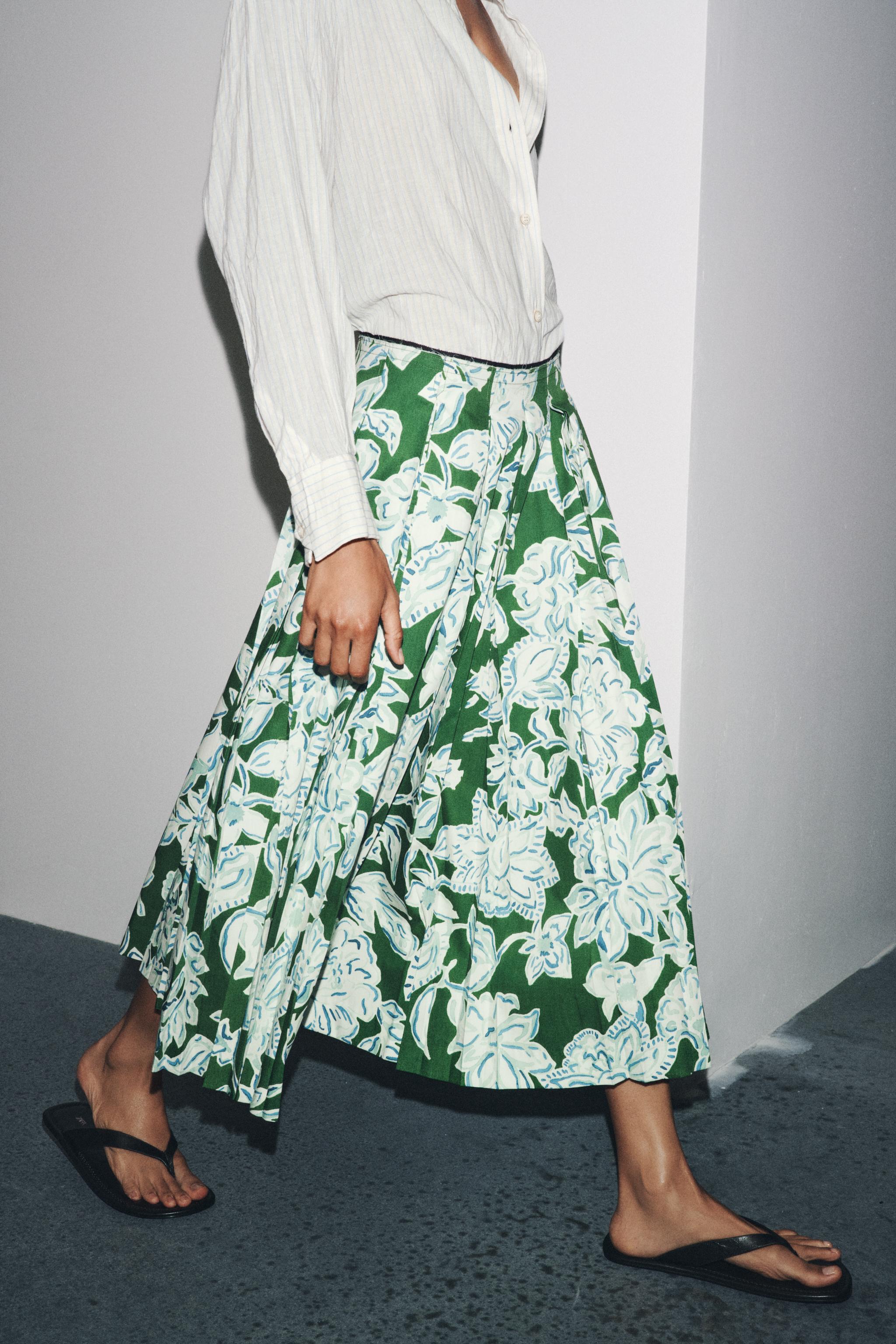 PLEATED FLORAL SKIRT ZW COLLECTION