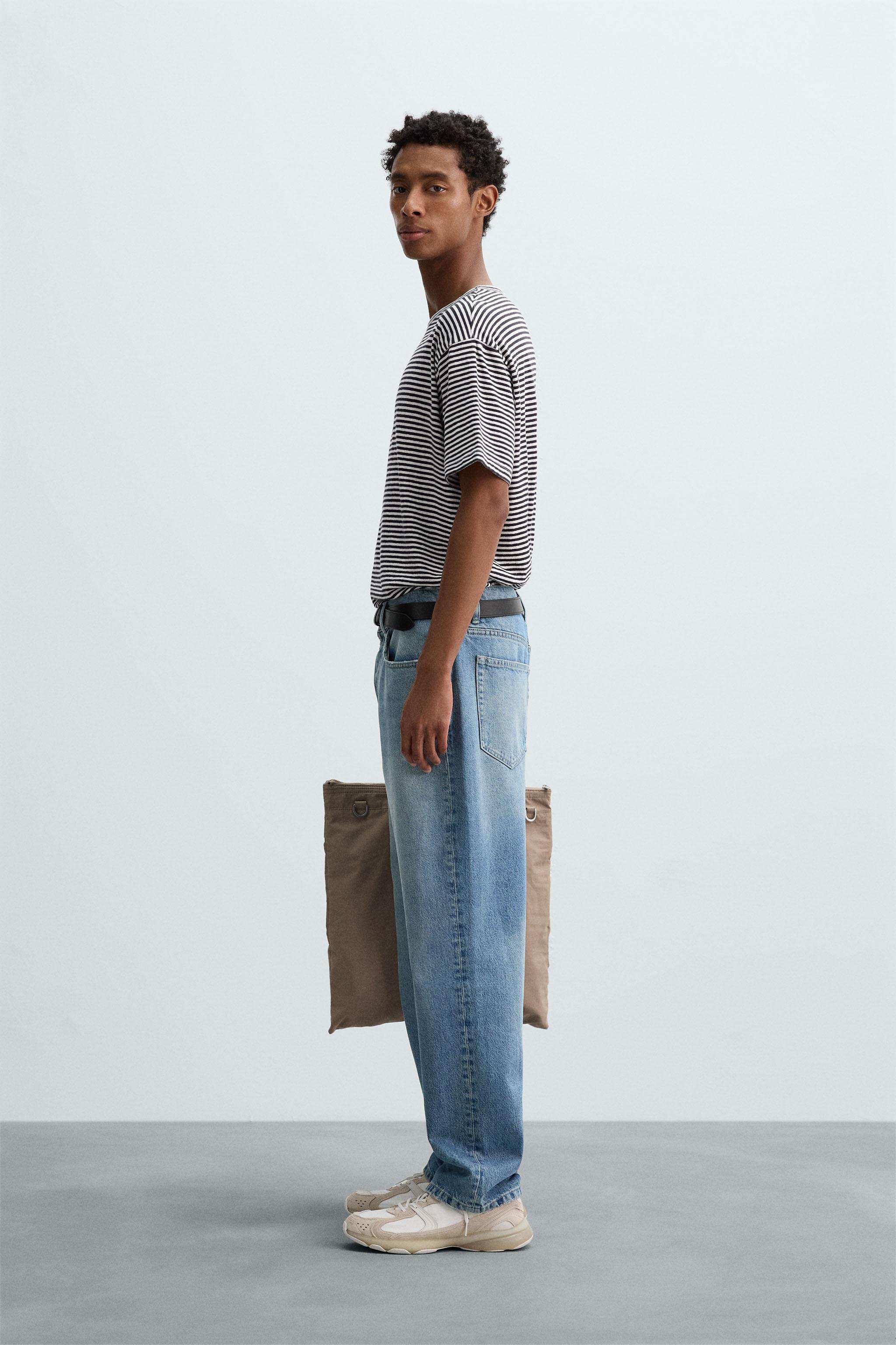 STRIPED COTTON LINEN BLEND T-SHIRT