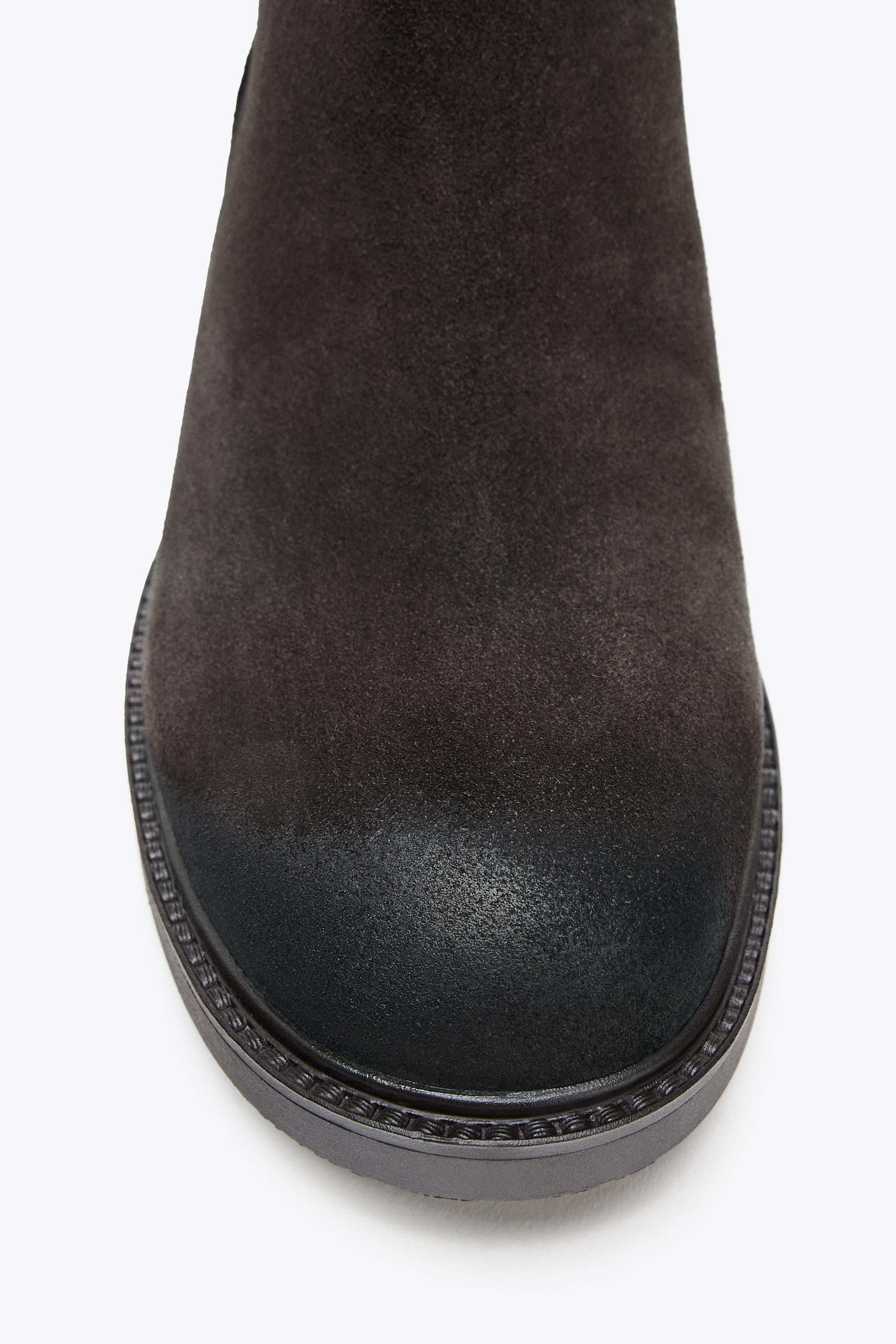 BUCKLED SPLIT LEATHER ANKLE BOOTS