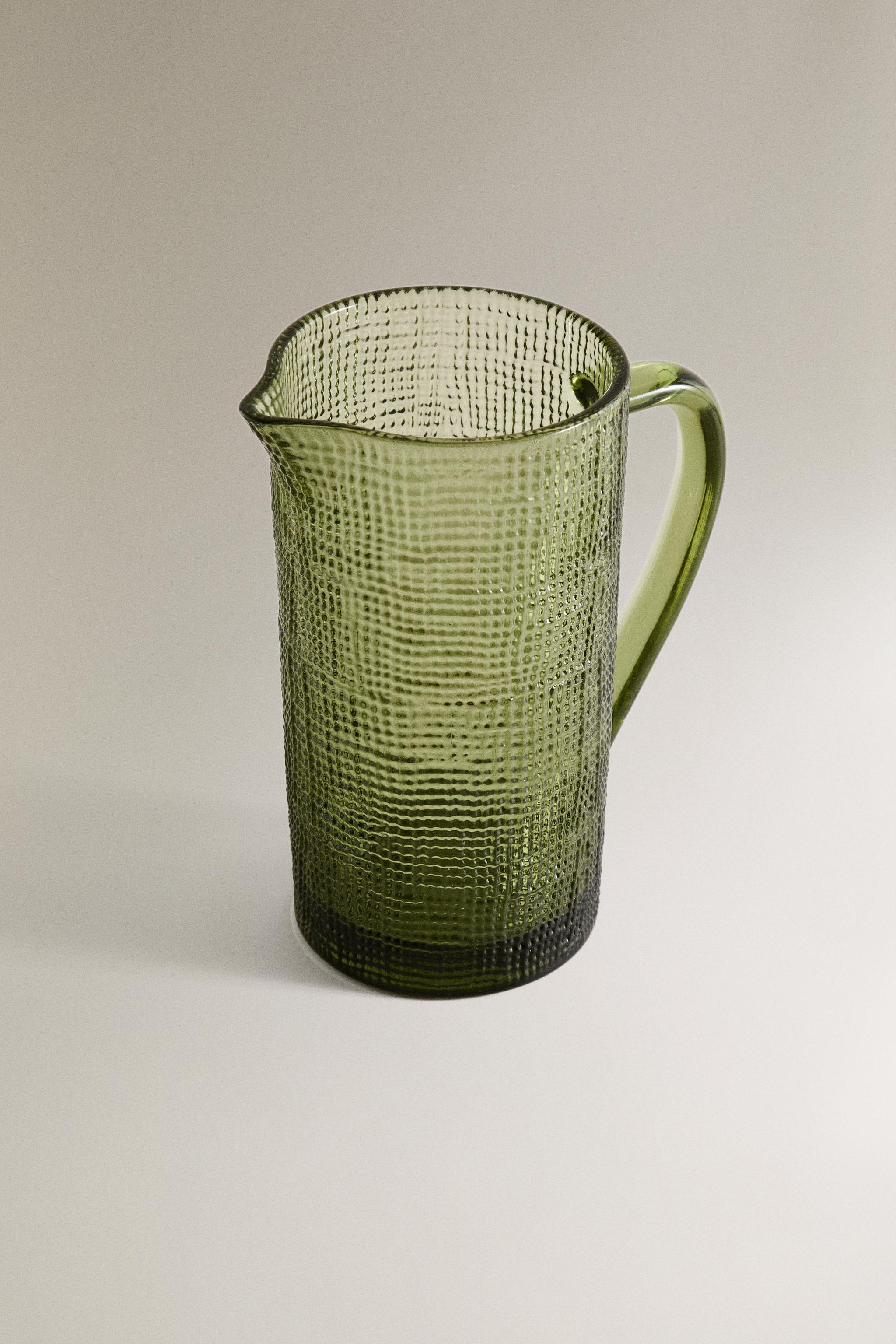 RAISED DESIGN GLASS PITCHER