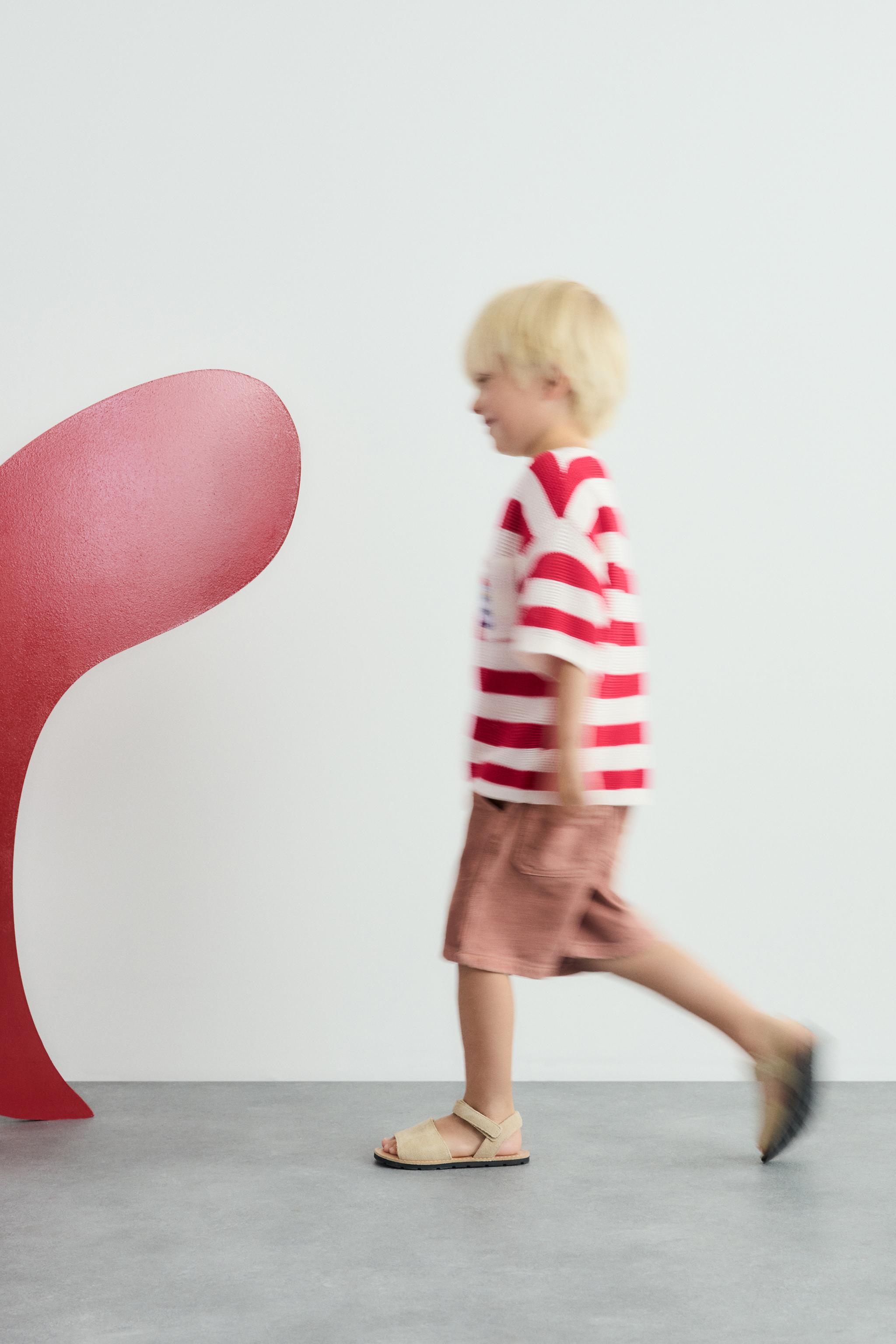 STRIPED KNIT T-SHIRT WITH EMBROIDERED LIGHTHOUSE