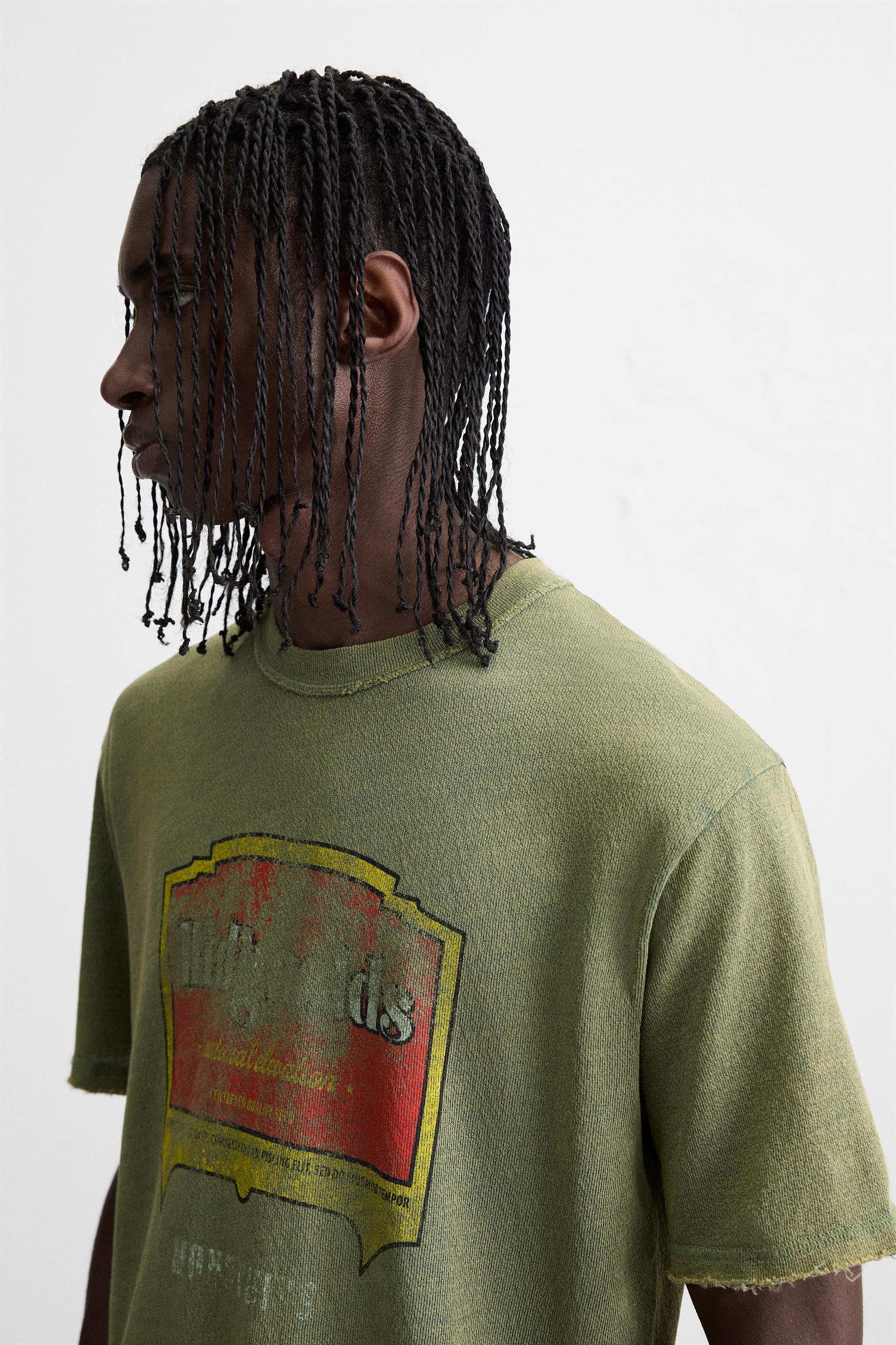 WASHED PRINT KNIT T-SHIRT