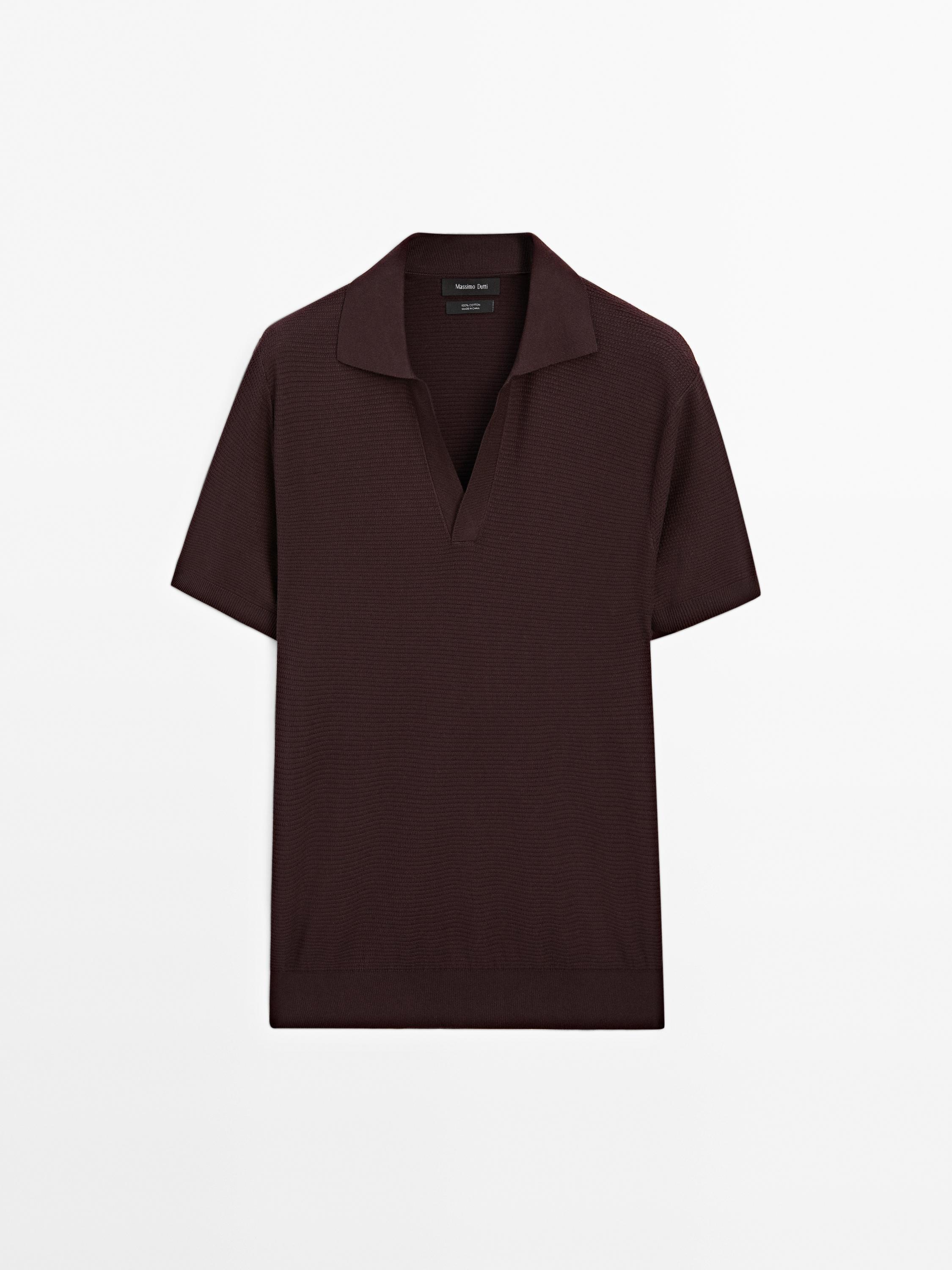 Knit V-neck polo shirt