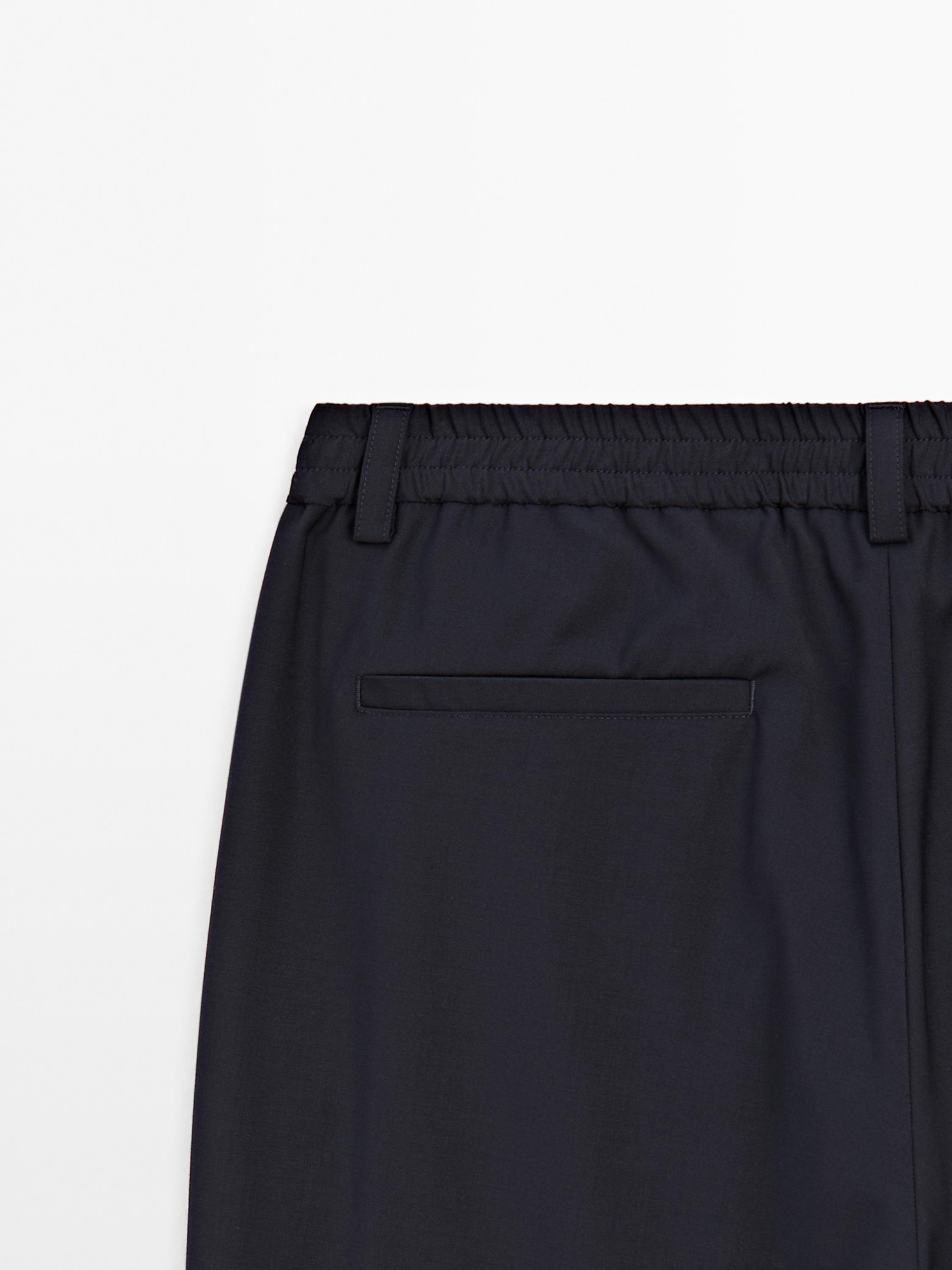 Wool blend jogger fit trousers