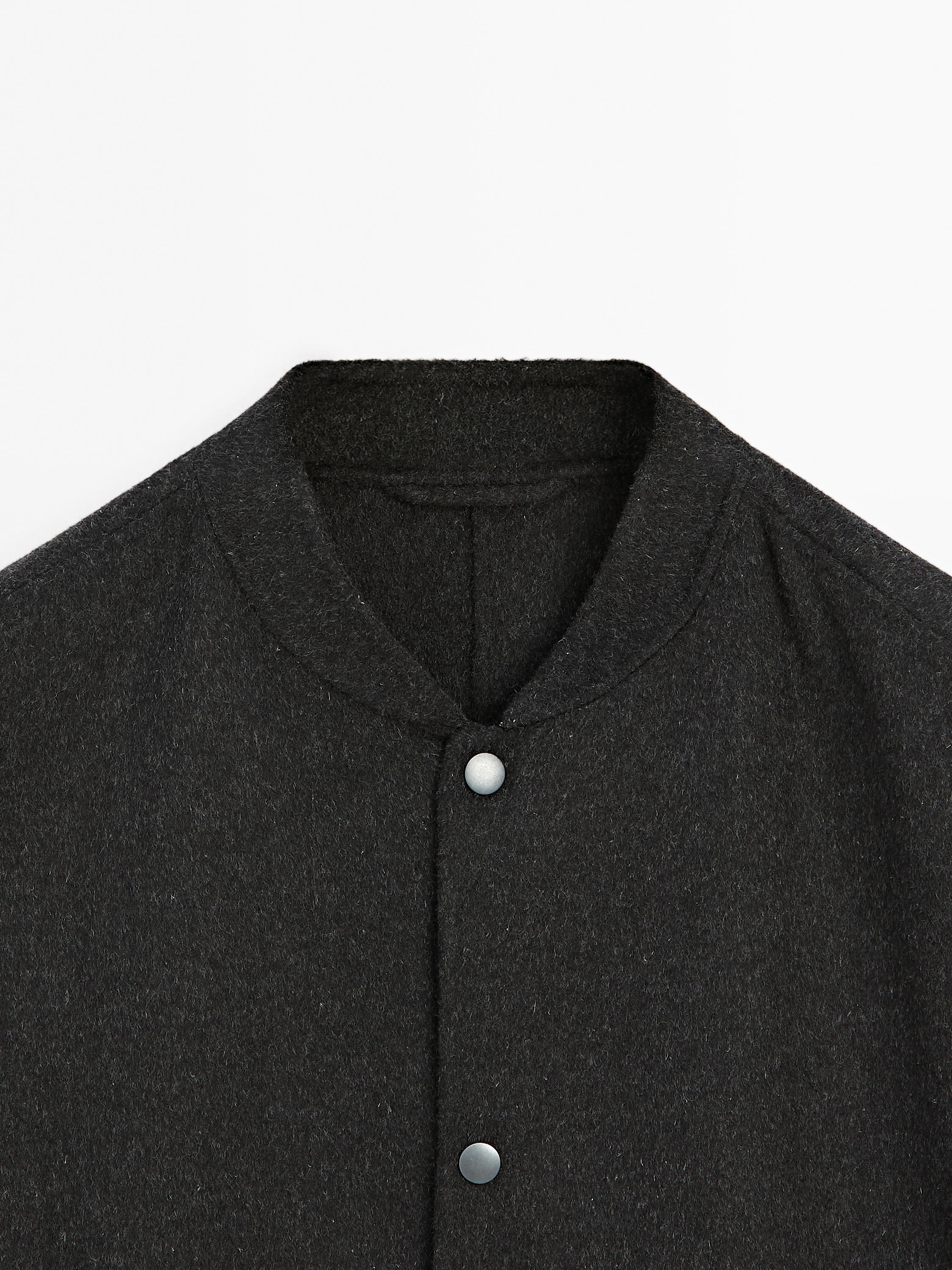 Double-layer wool blend bomber jacket