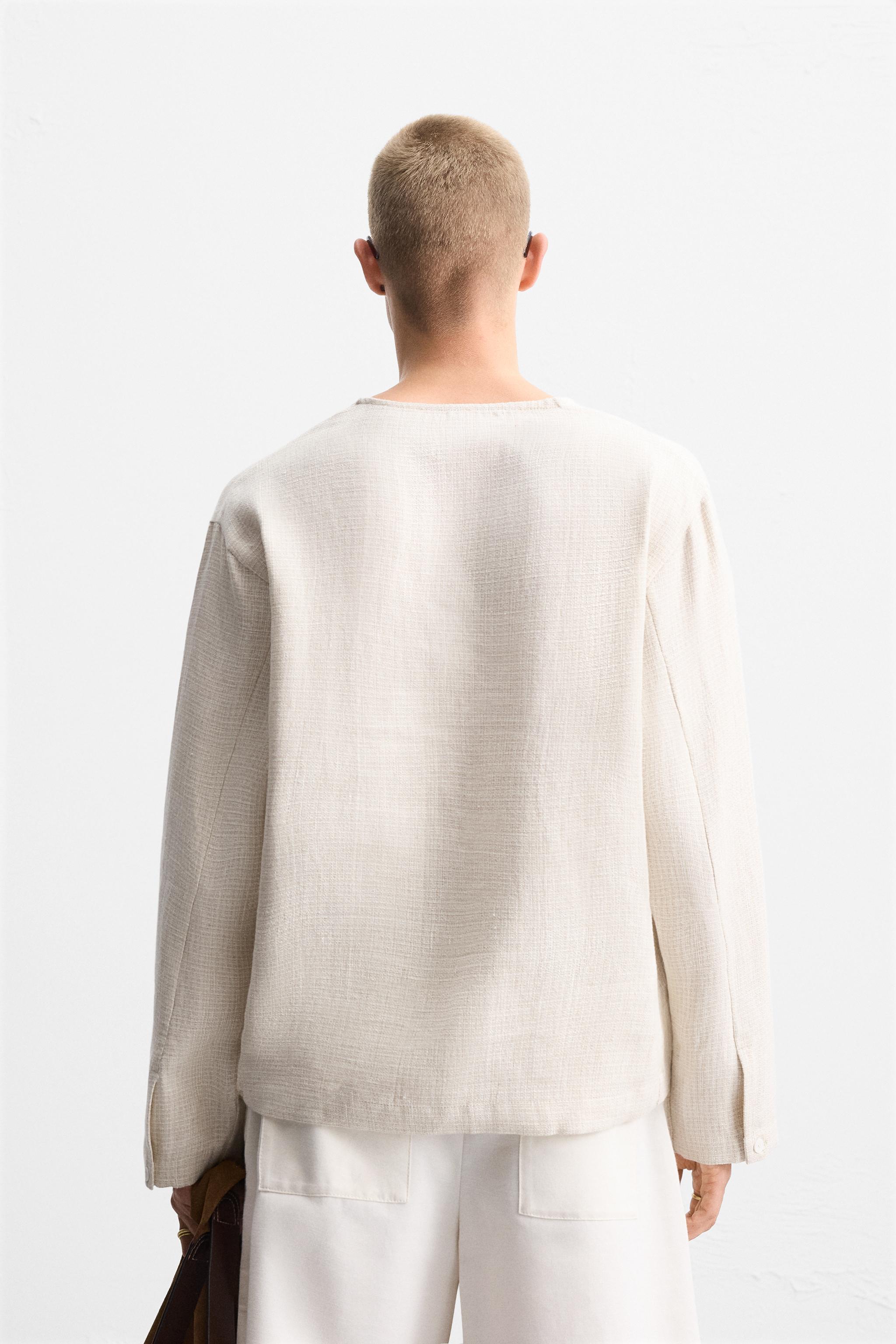 TEXTURED LINEN BLEND POLO SHIRT