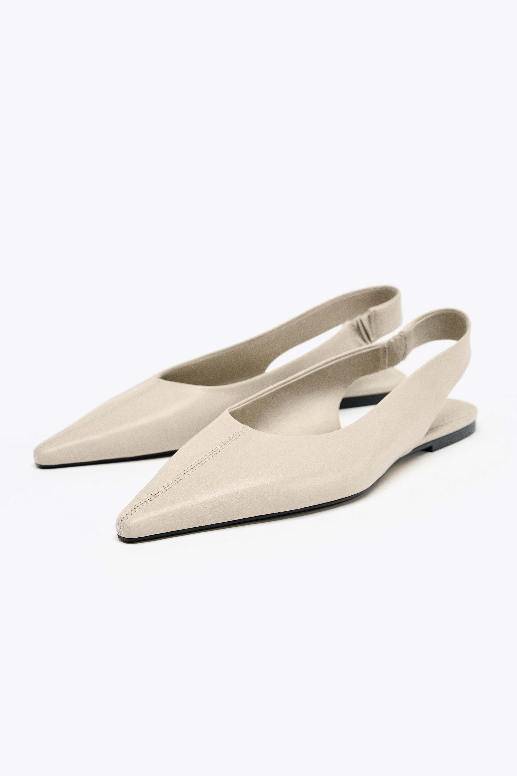LEATHER SLINGBACK BALLET FLATS