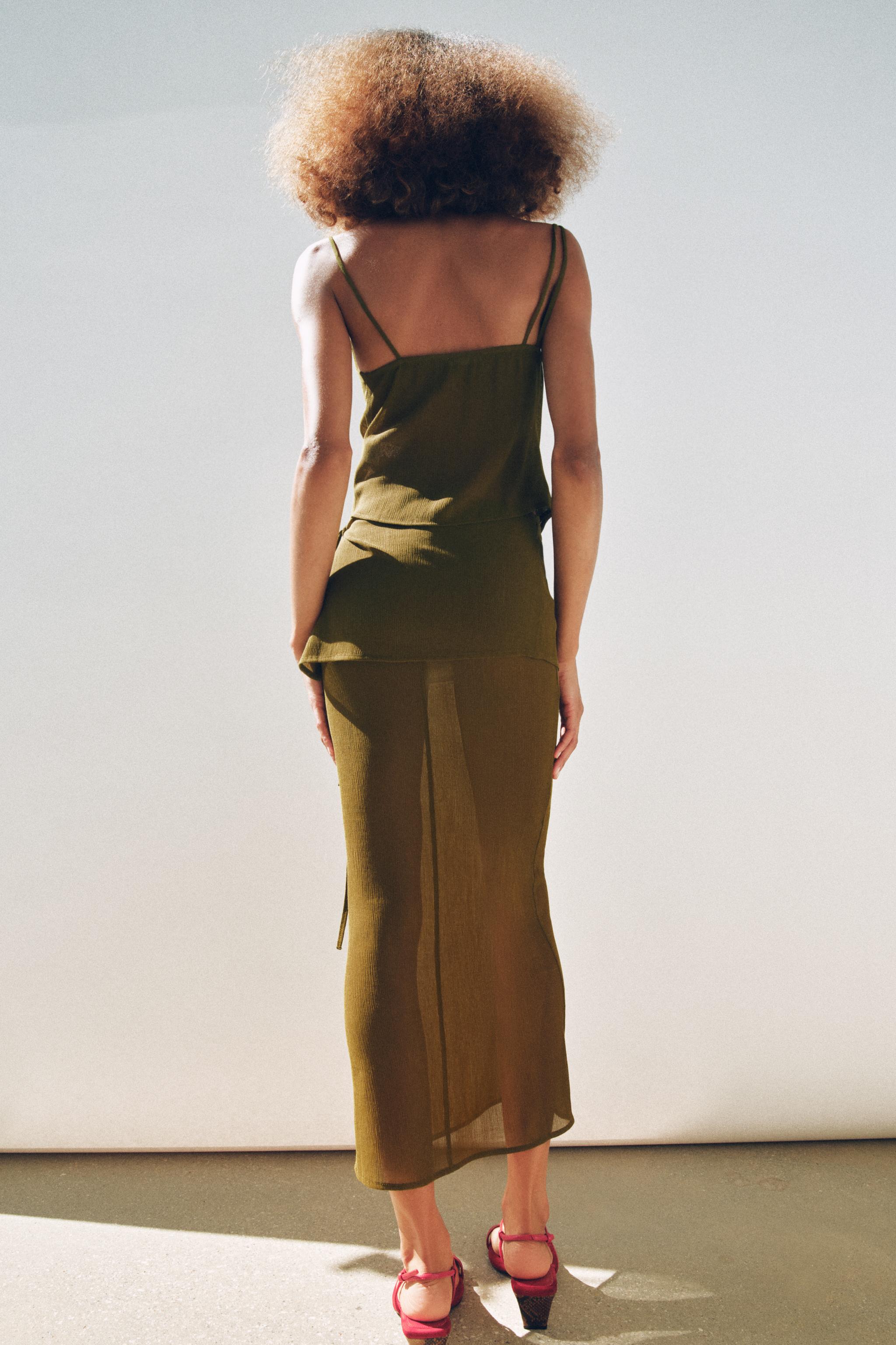 SEMI-SHEER TEXTURED WRAP SKIRT