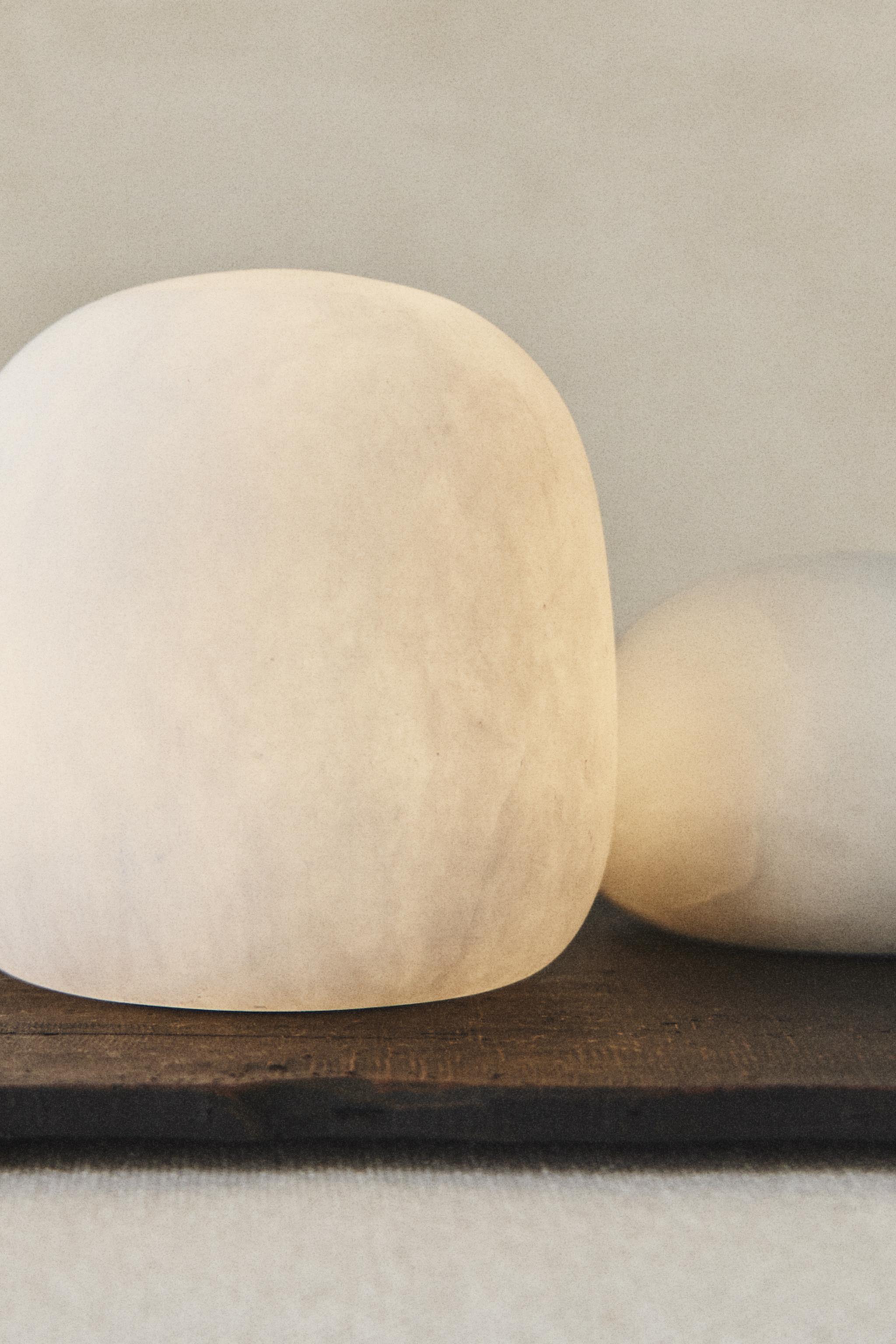 ALABASTER SEMI-OVAL TABLE LAMP