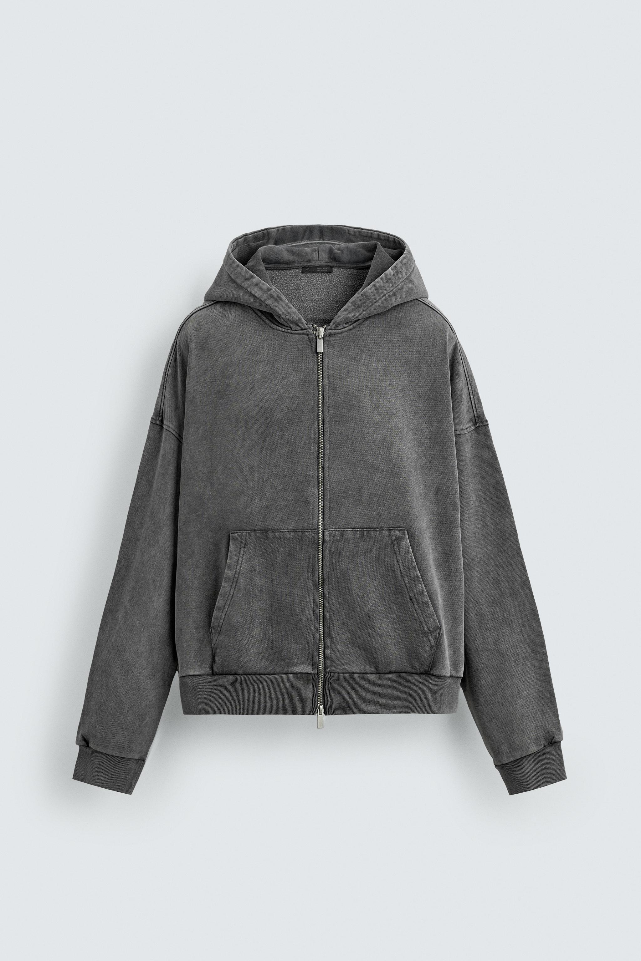 WASHED HOODED ZIP SWEATSHIRT