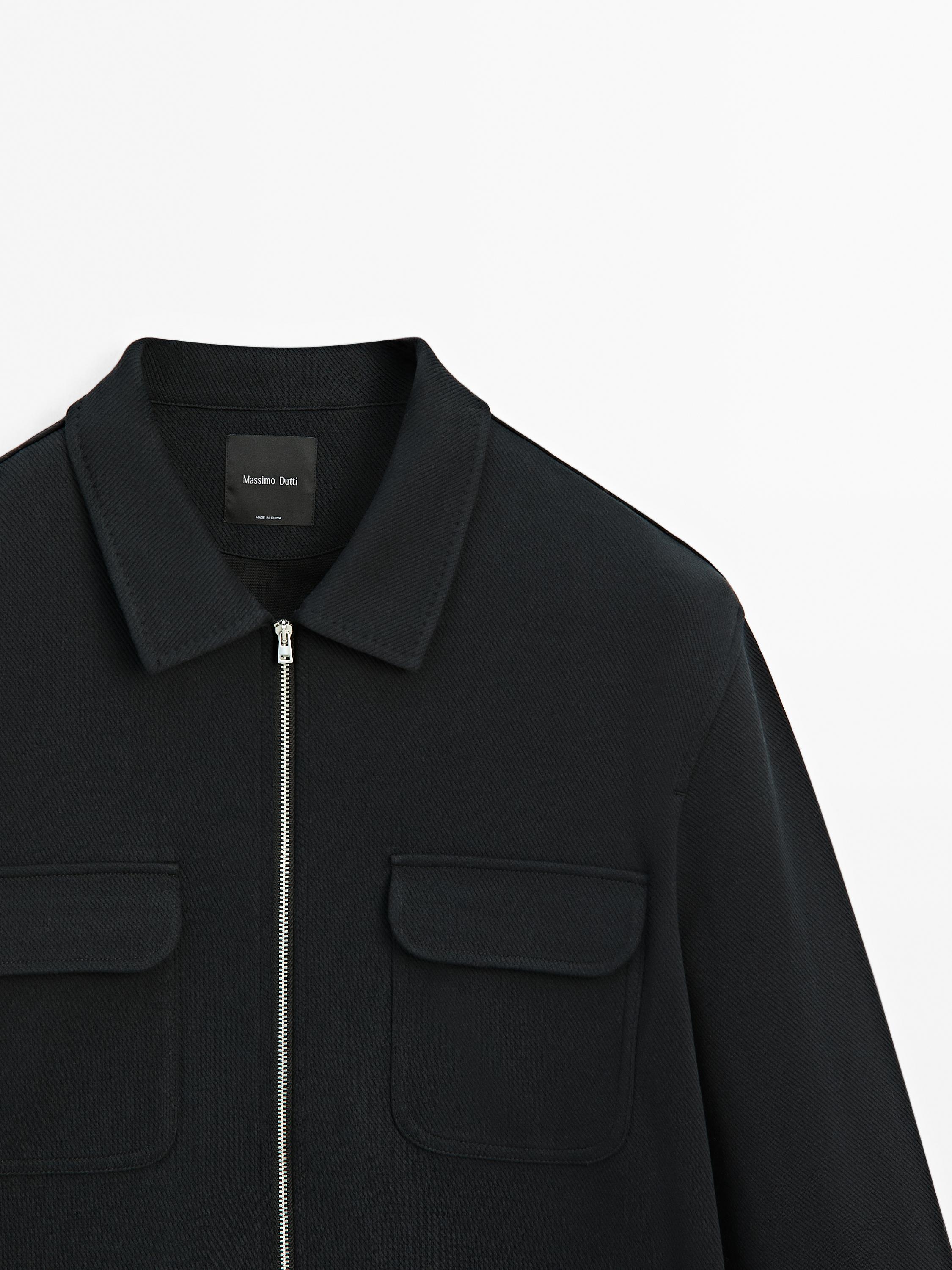 Cotton blend twill jacket with pockets