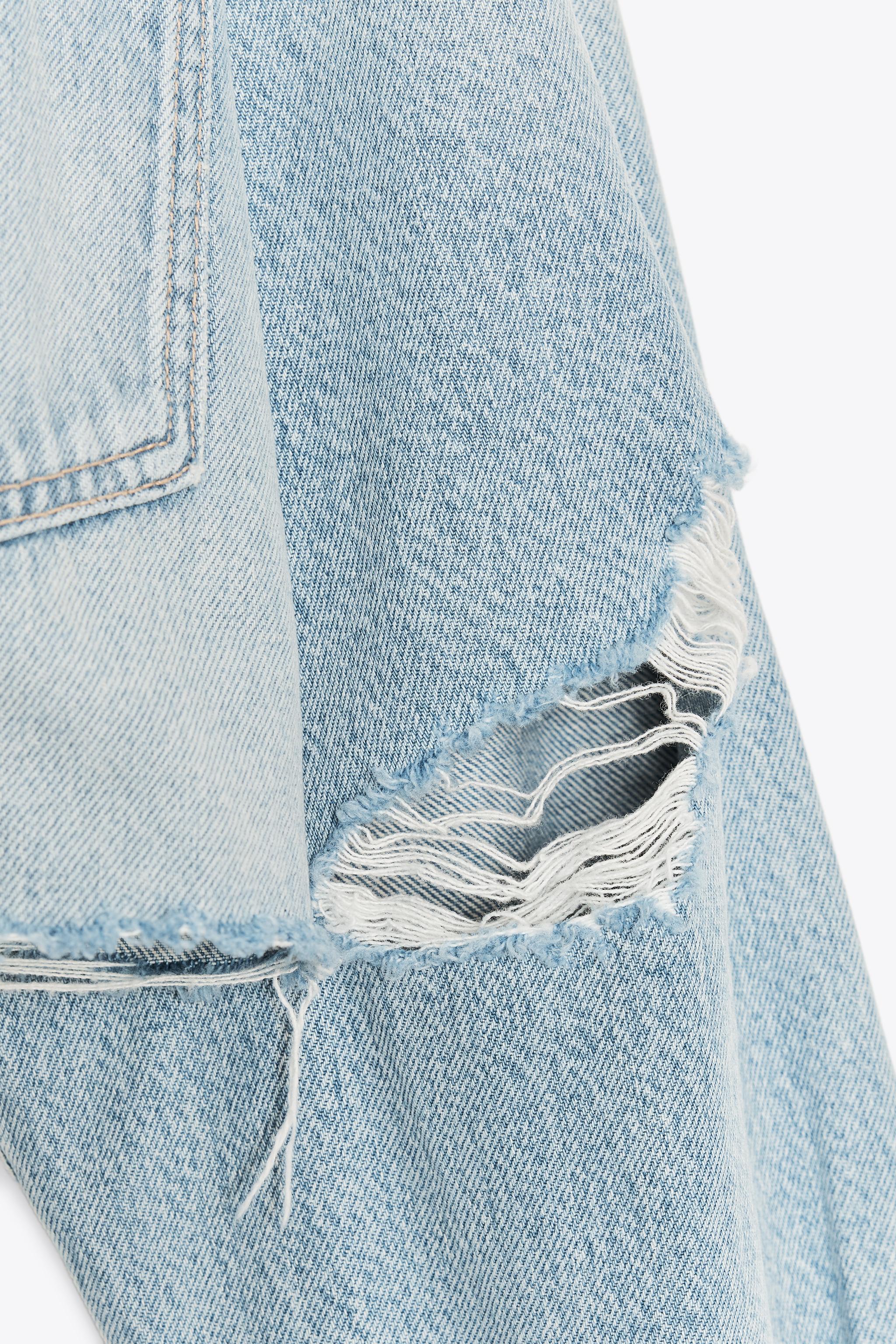 TRF RIPPED CROP DENIM OVERSHIRT