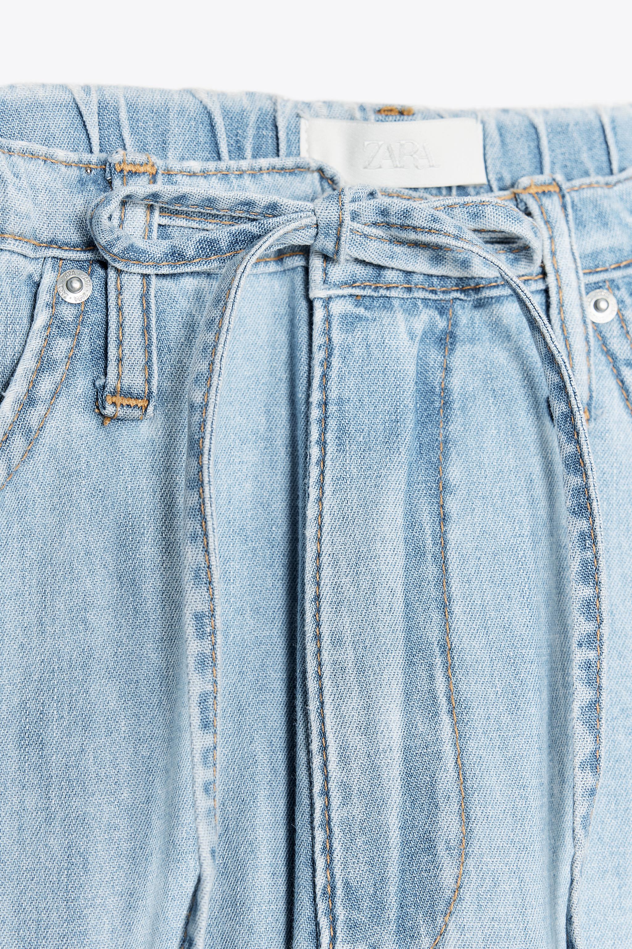 FLOWY DRAWSTRING DENIM PANTS