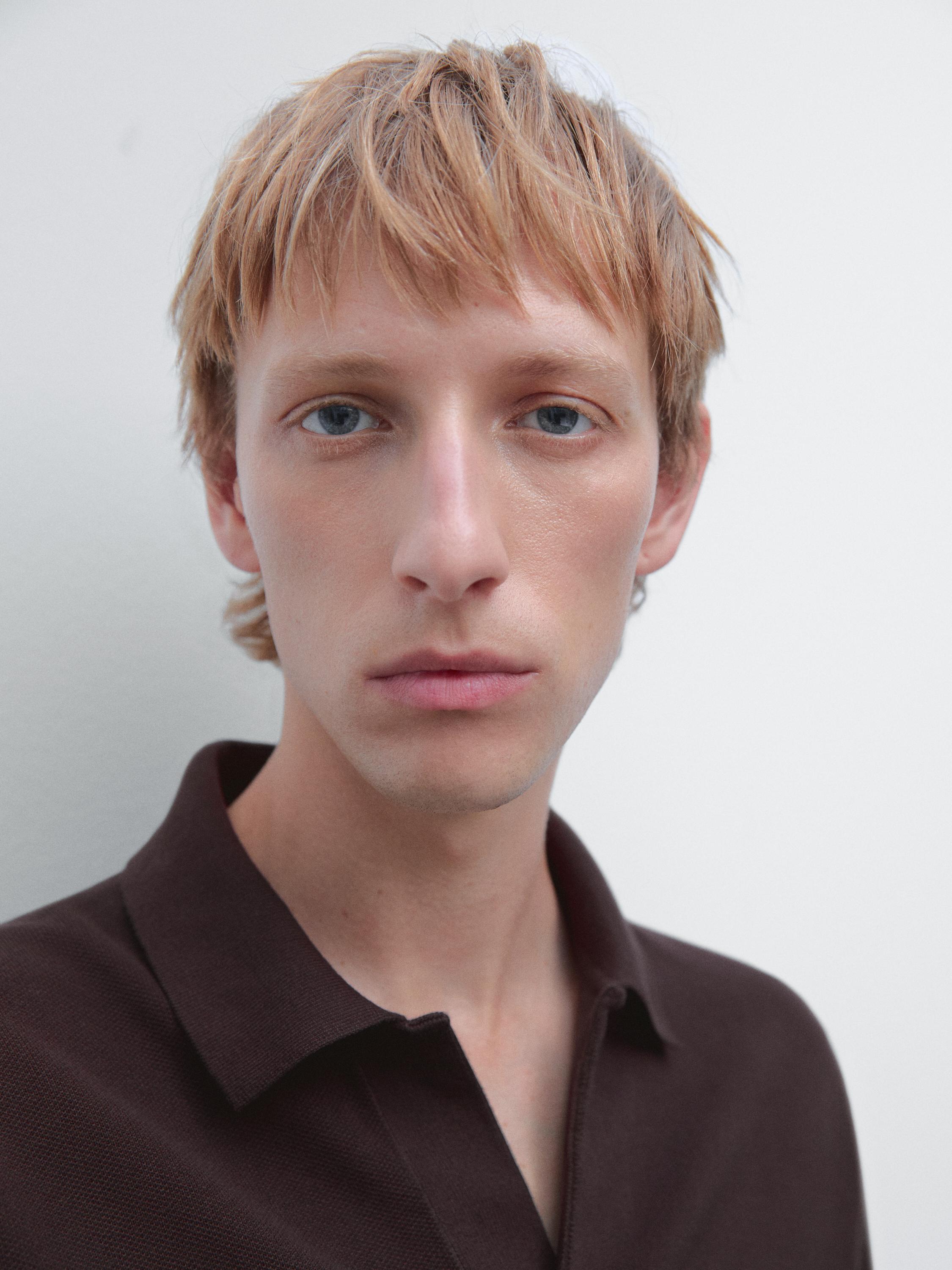 Knit V-neck polo shirt