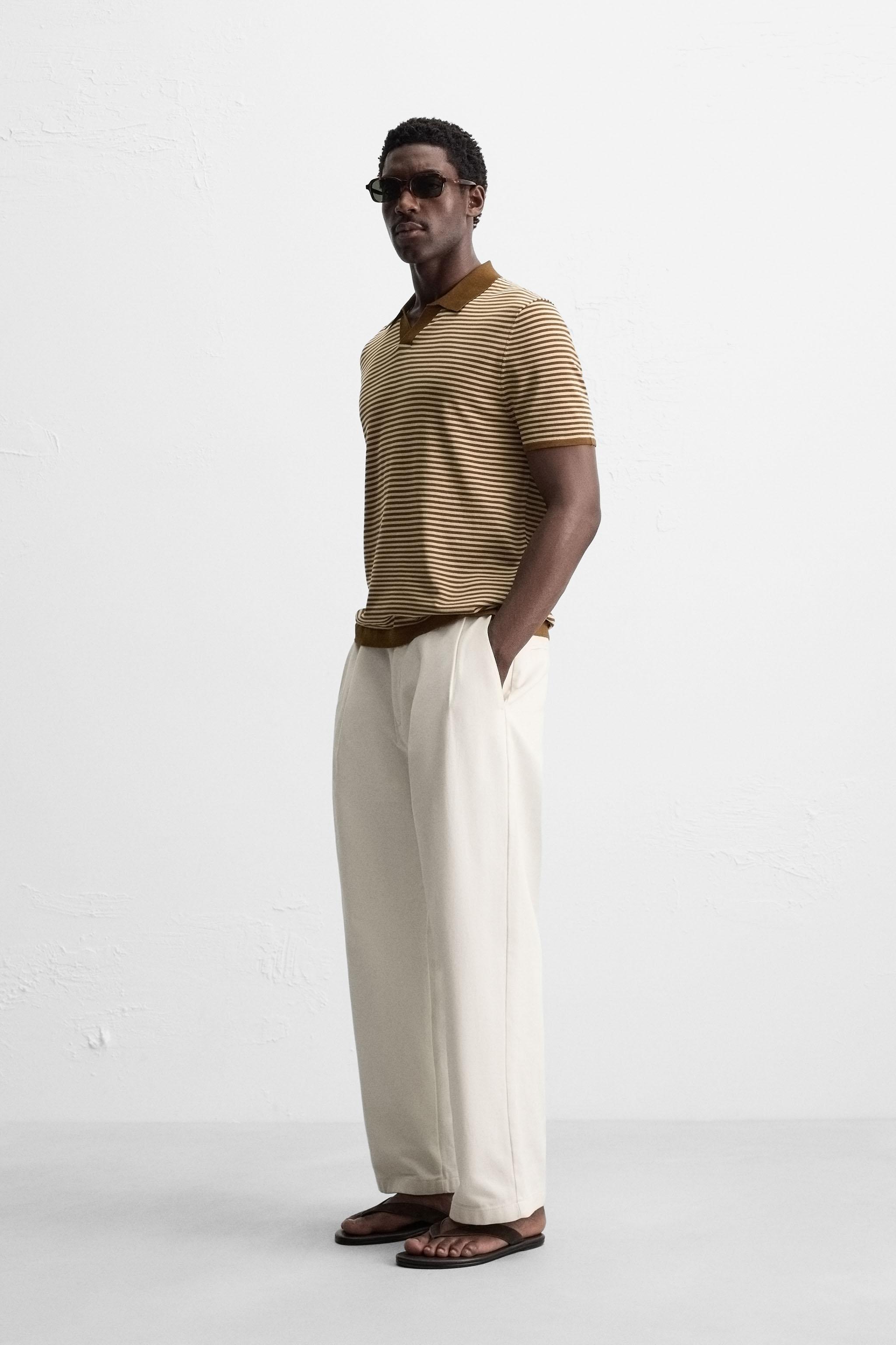 STRIPED KNIT POLO SHIRT