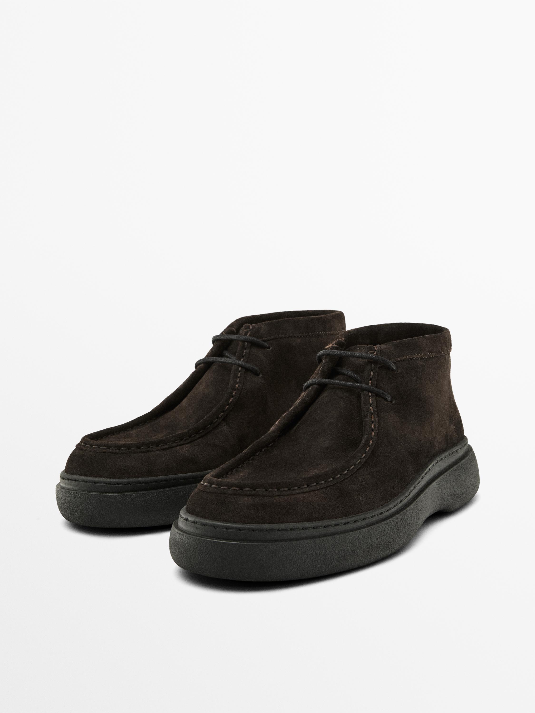 Moc toe split suede ankle boots