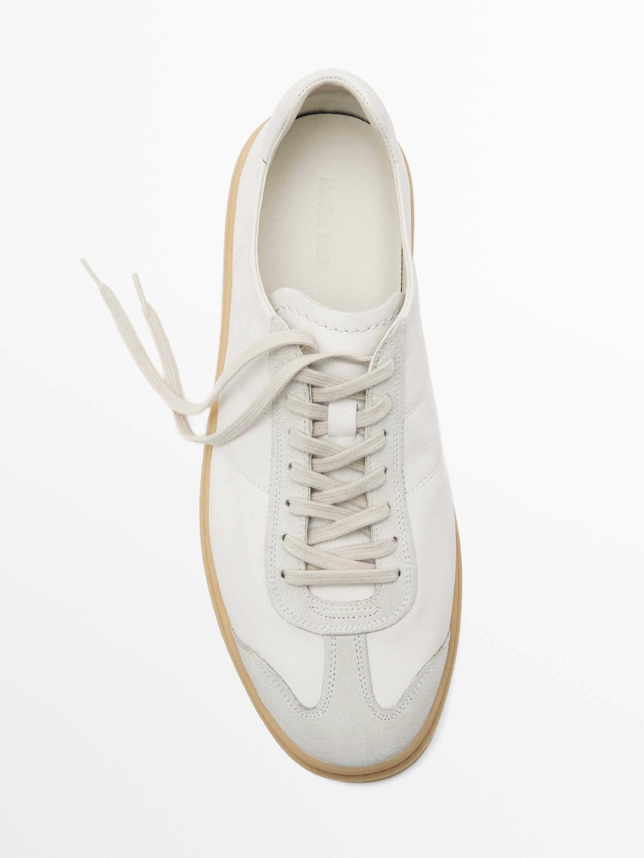 Contrast leather trainers