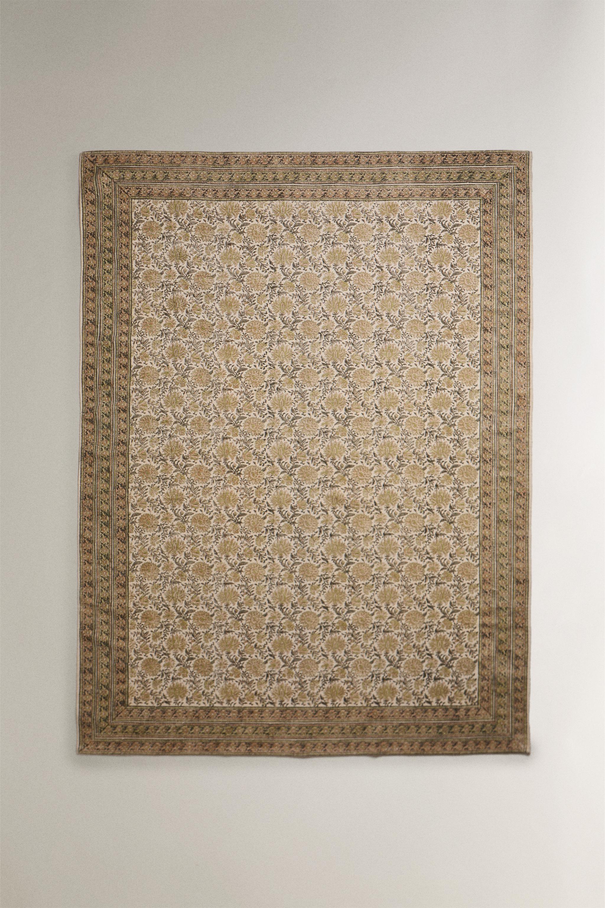 FLORAL PRINT COTTON AREA RUG