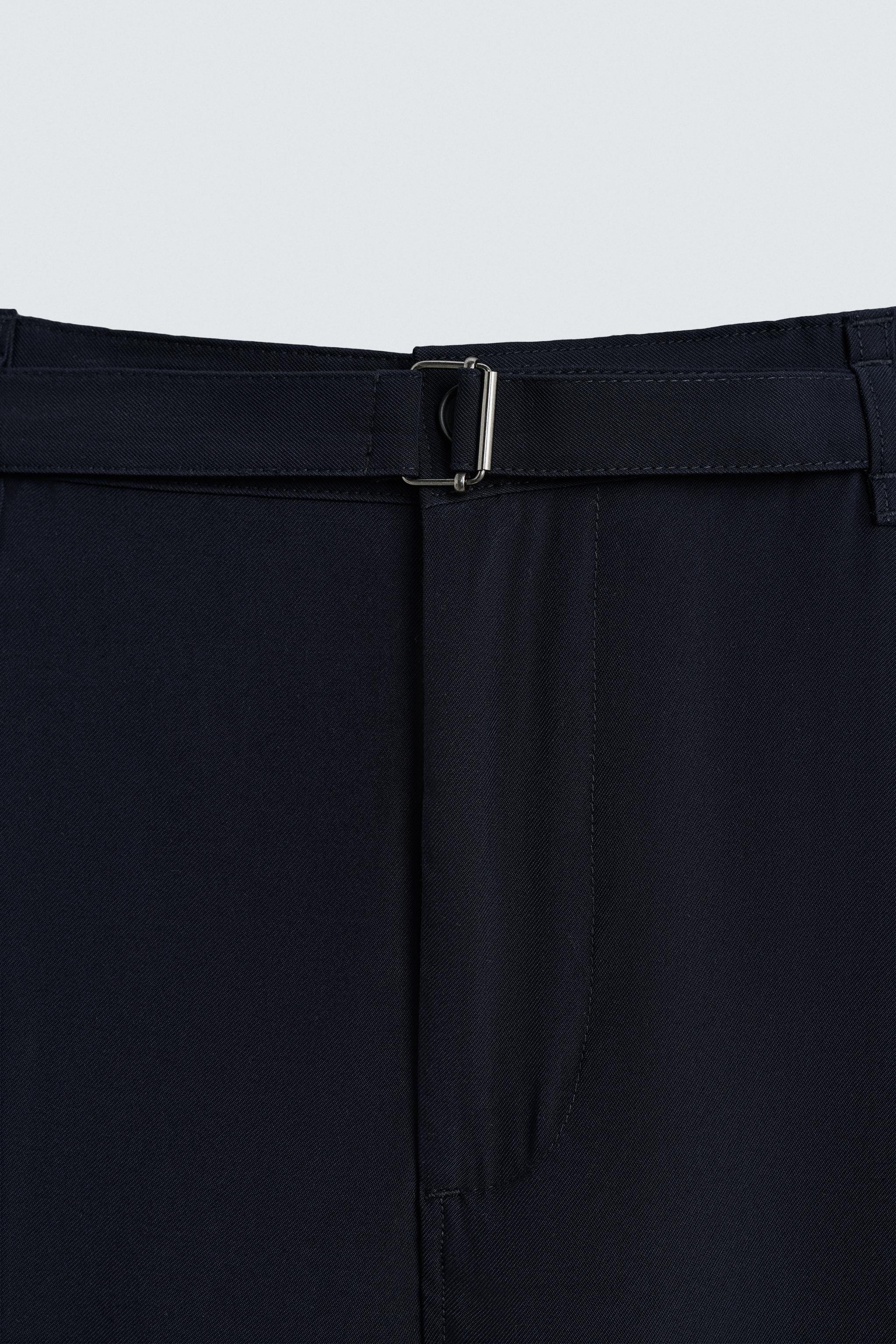 RELAXED FIT BELTED PANTS