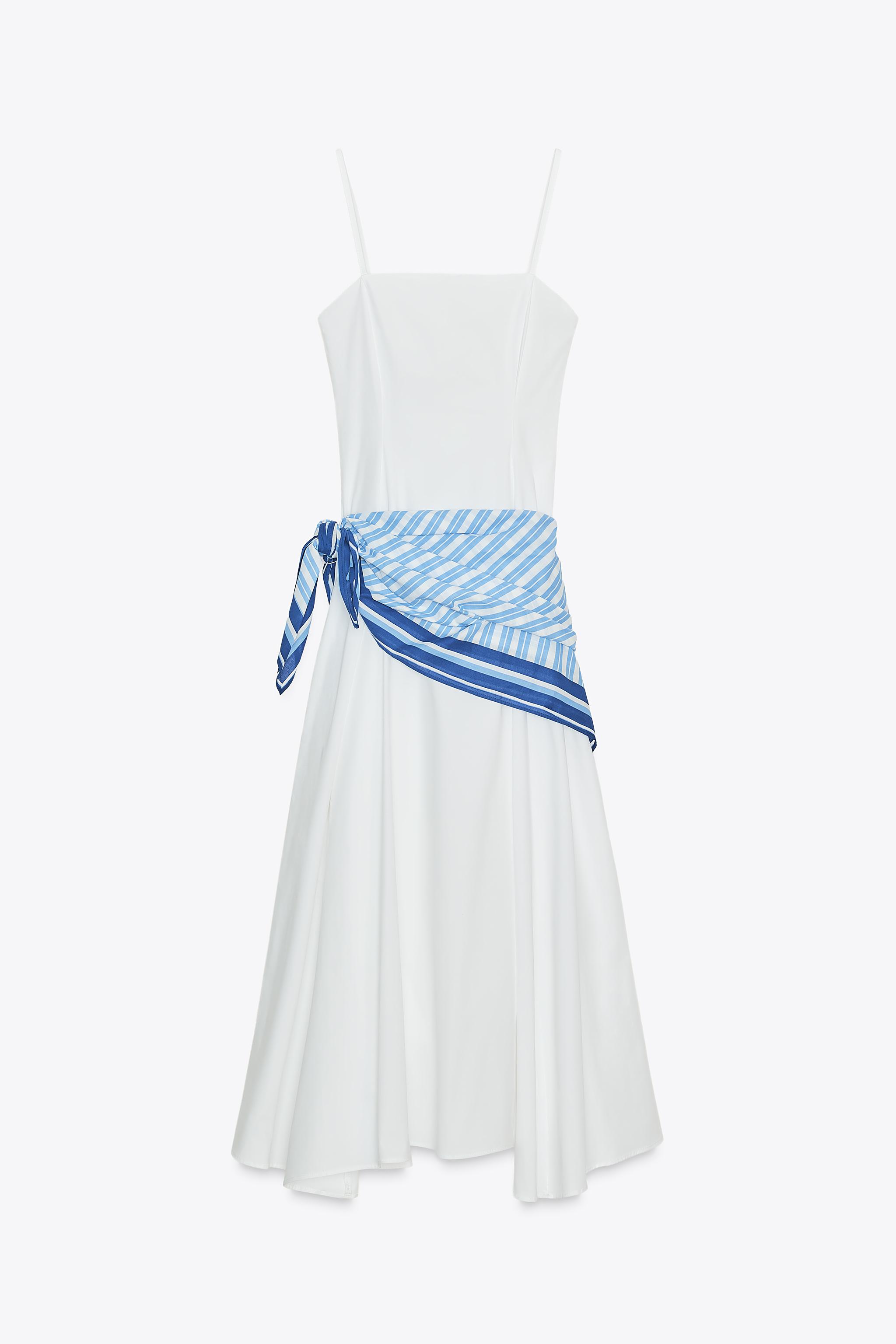 STRIPED SCARF MIDI DRESS