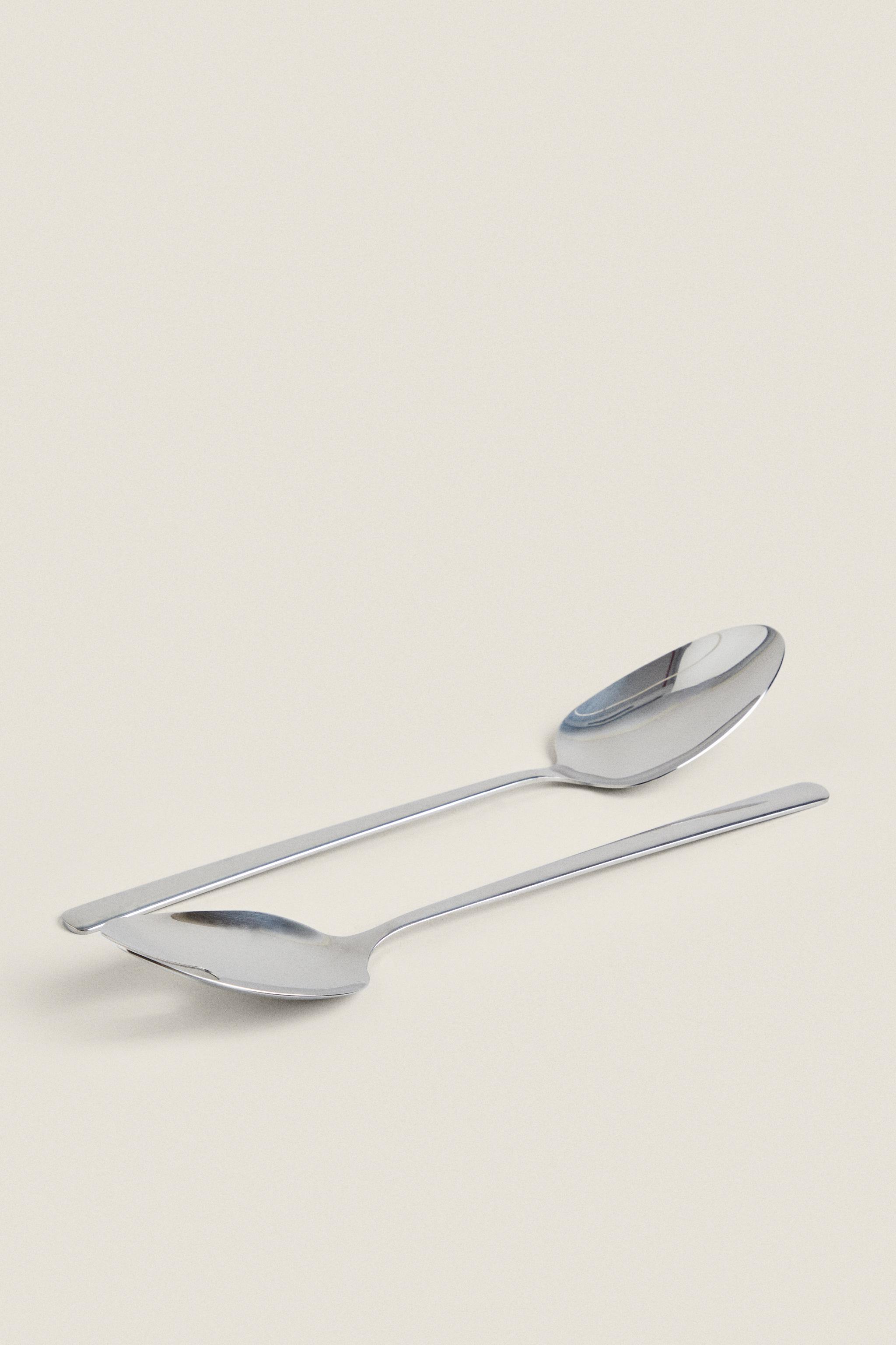 SET OF SHINY STEEL SALAD FLATWARE (SET OF 2)