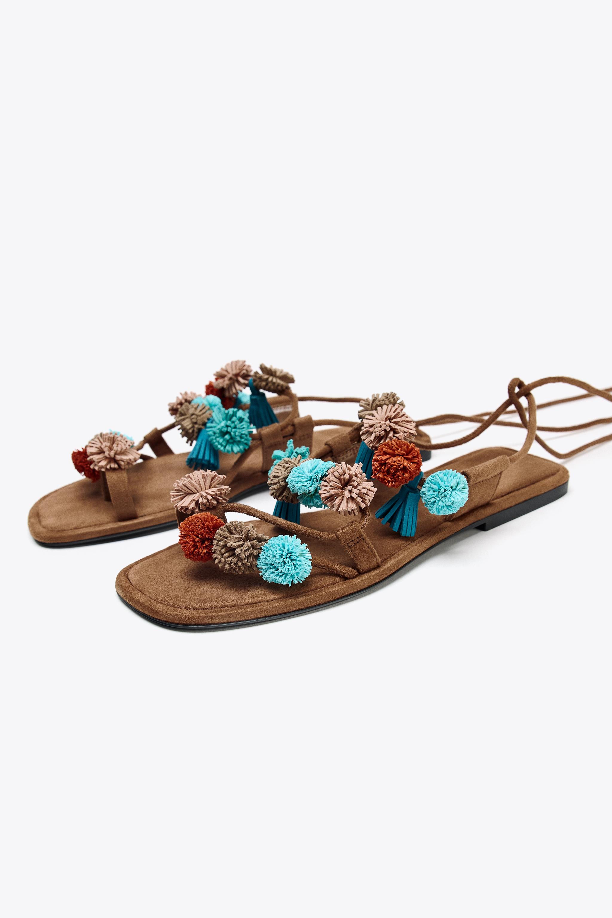 BEADED STRAPPY SANDALS