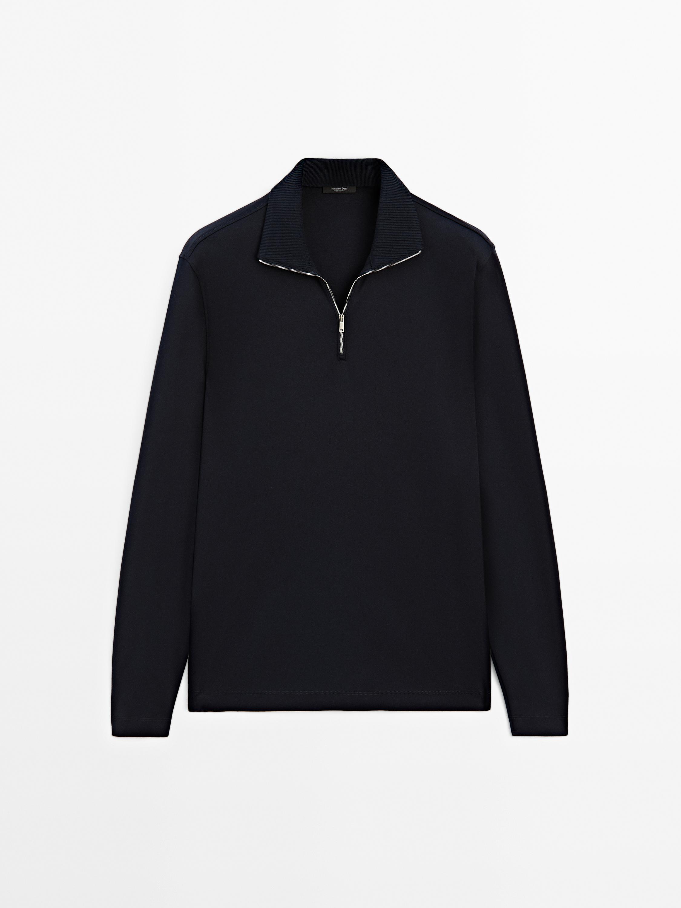 Mock neck quarter zip polo shirt