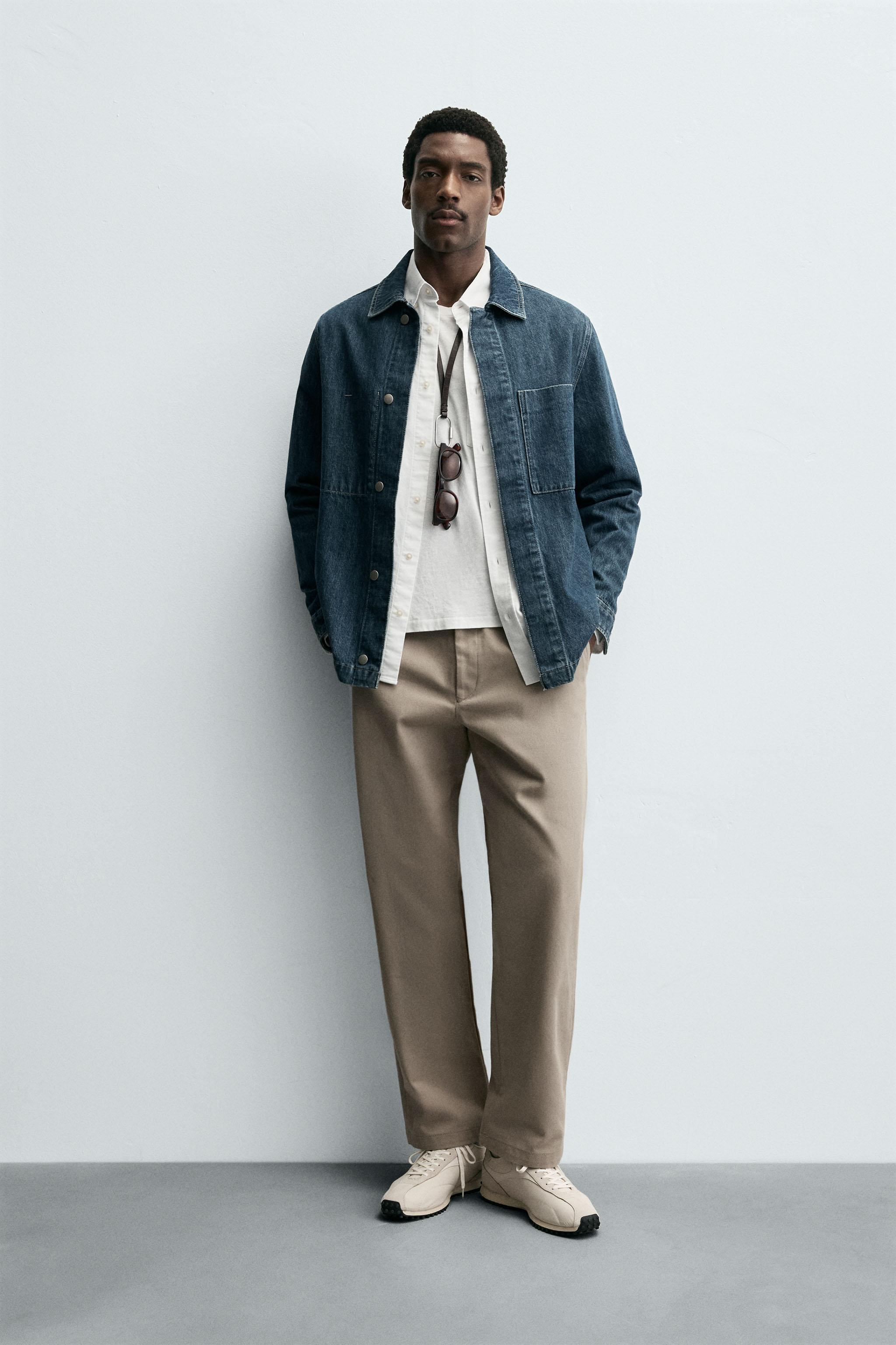 TEXTURED STRAIGHT FIT PANTS