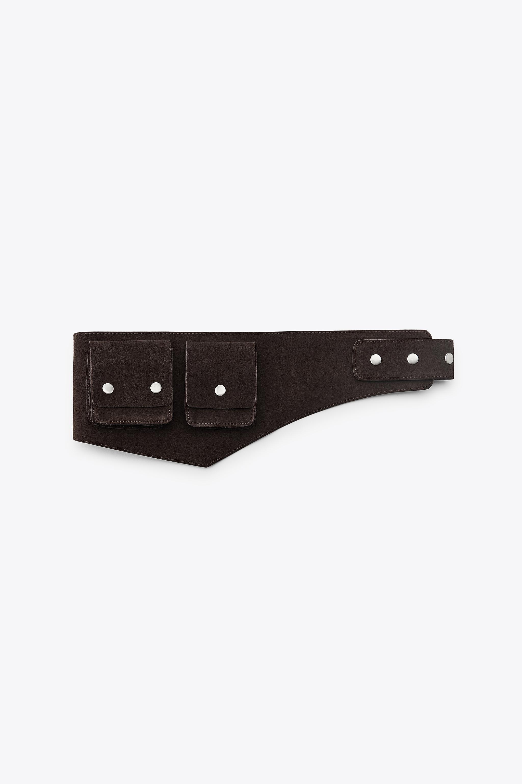 LEATHER CORSET BELT WITH POCKETS