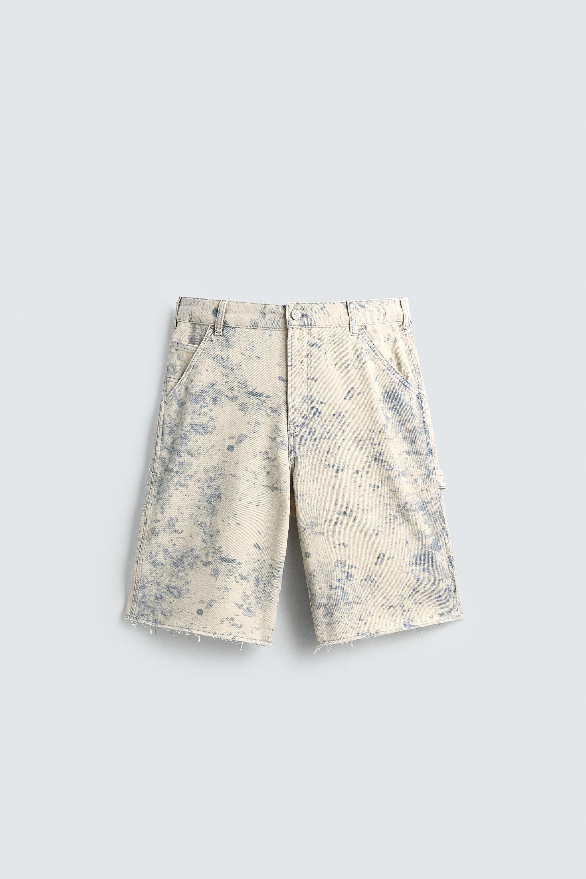 ABSTRACT PRINT CARPENTER POCKET BERMUDA SHORTS