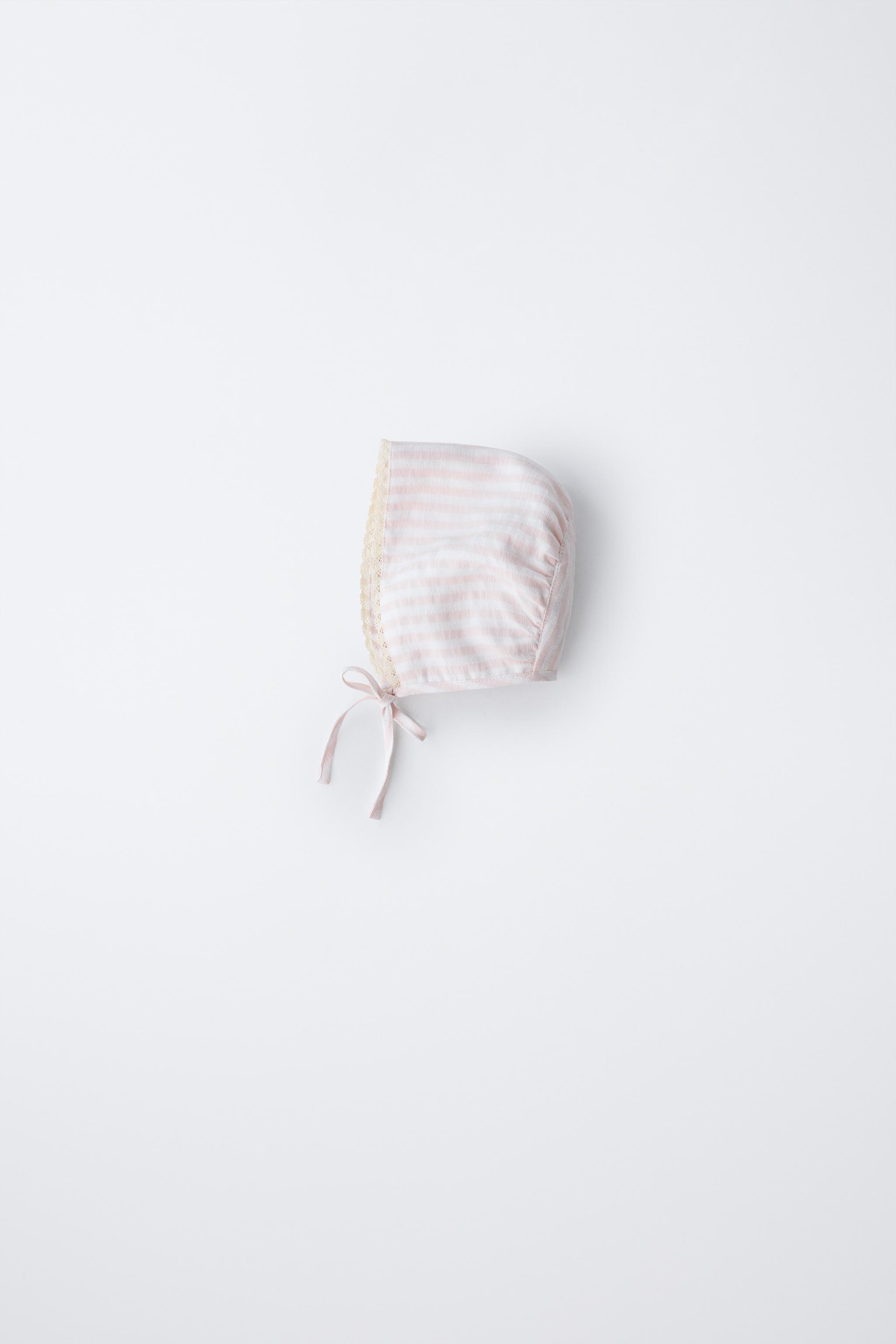 SEERSUCKER STRIPE LACE BONNET
