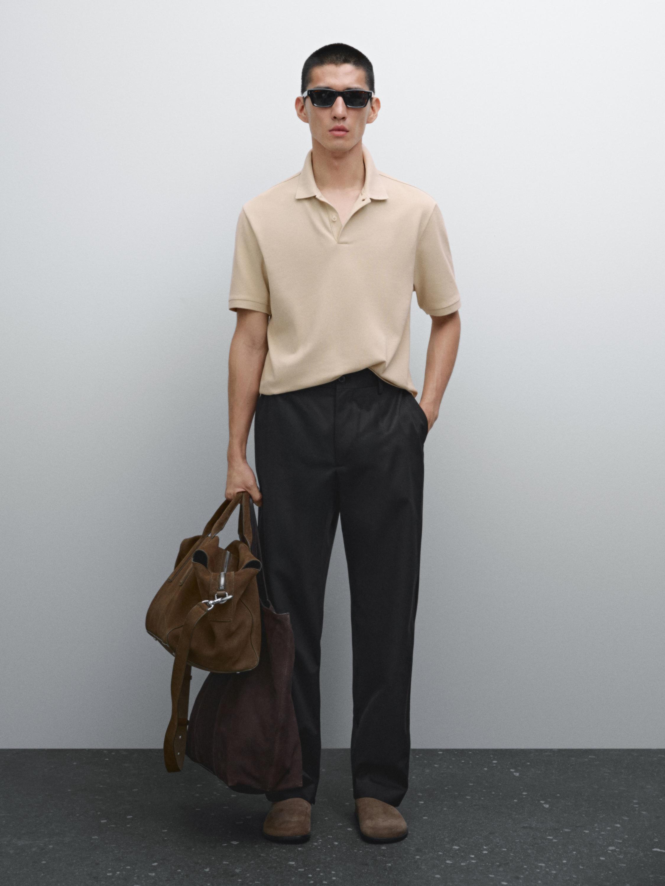 Micro textured piqué cotton polo shirt