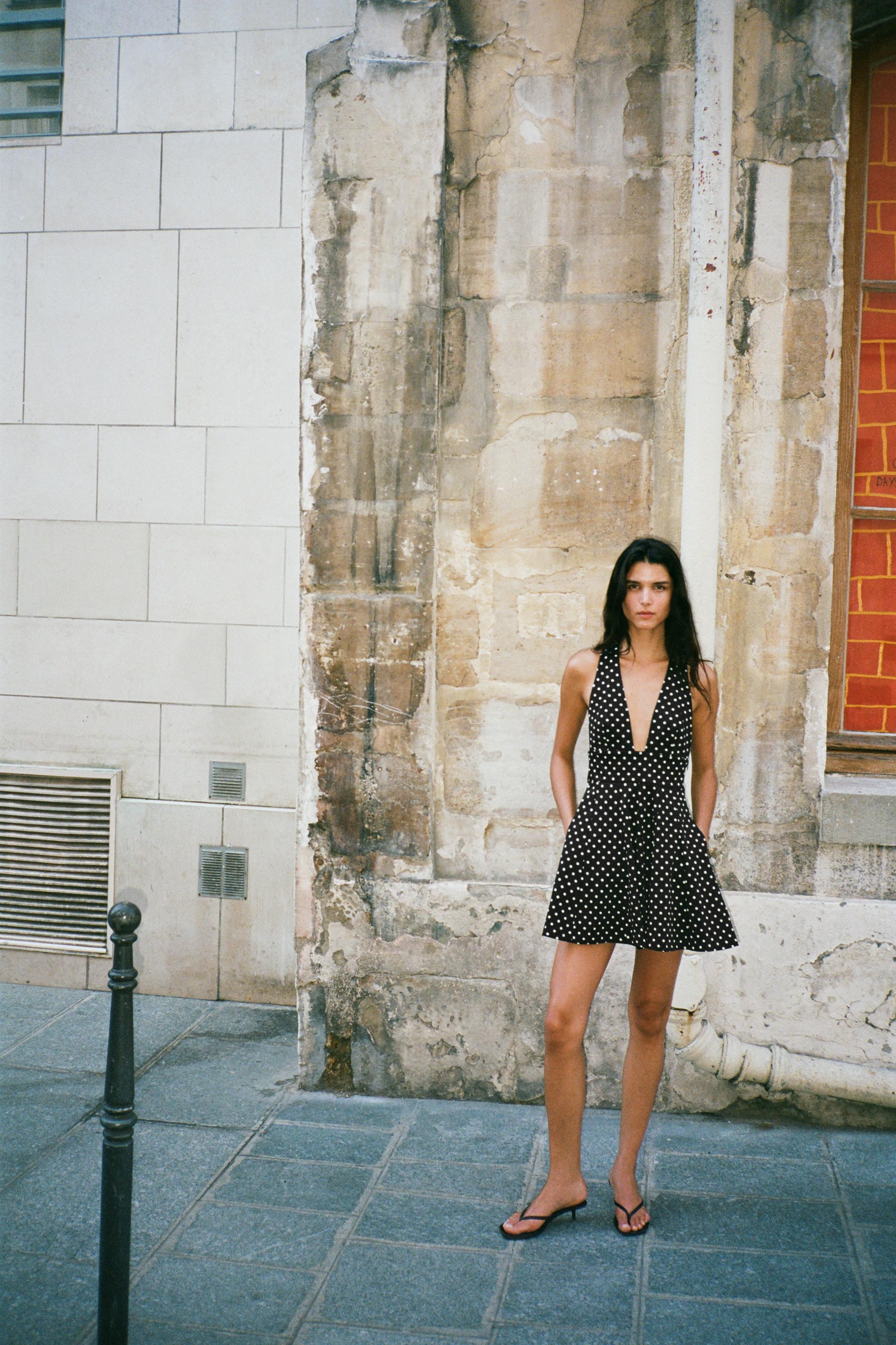 POLKA DOT HALTER MINI DRESS