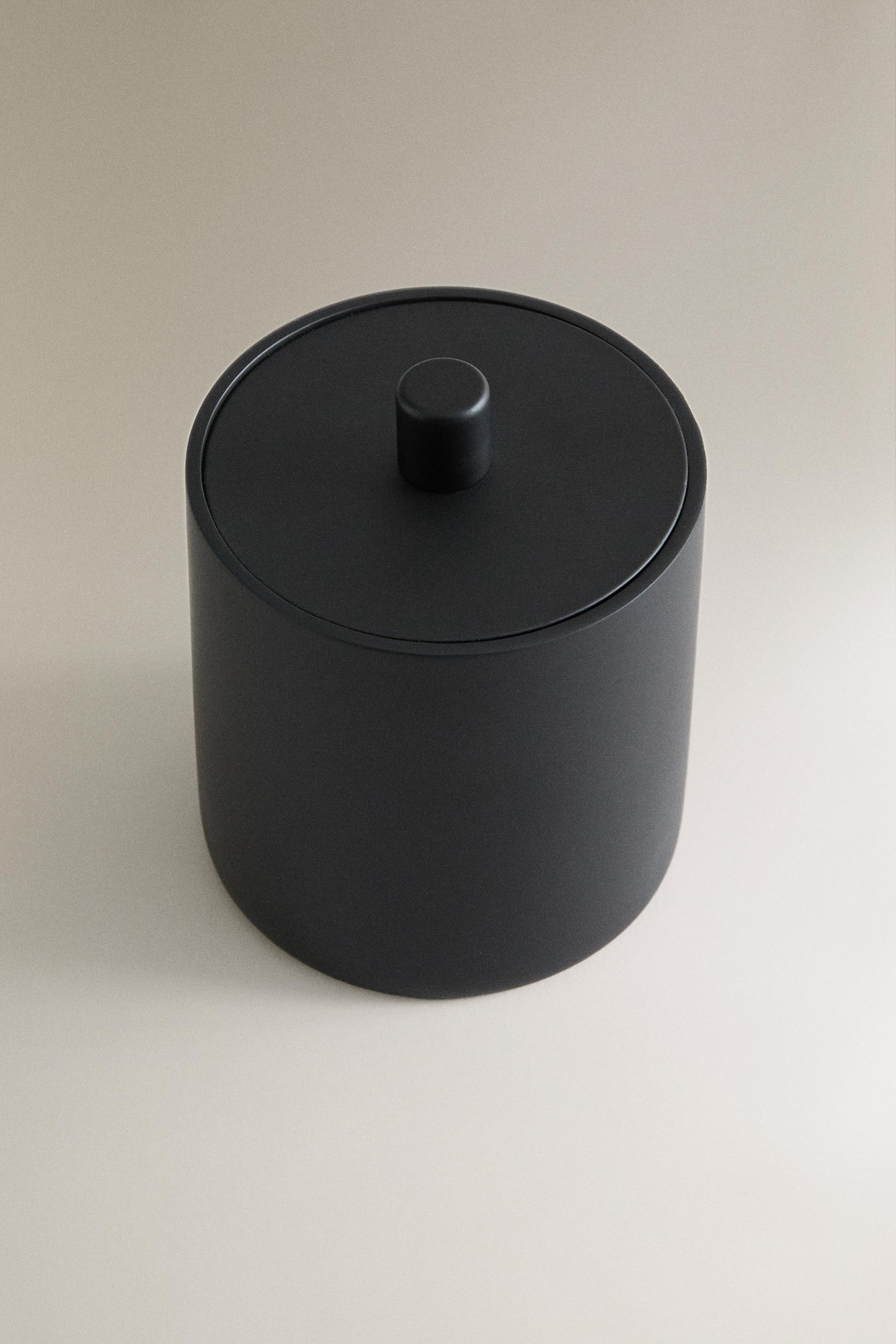 BLACK RESIN STORAGE JAR WITH LID