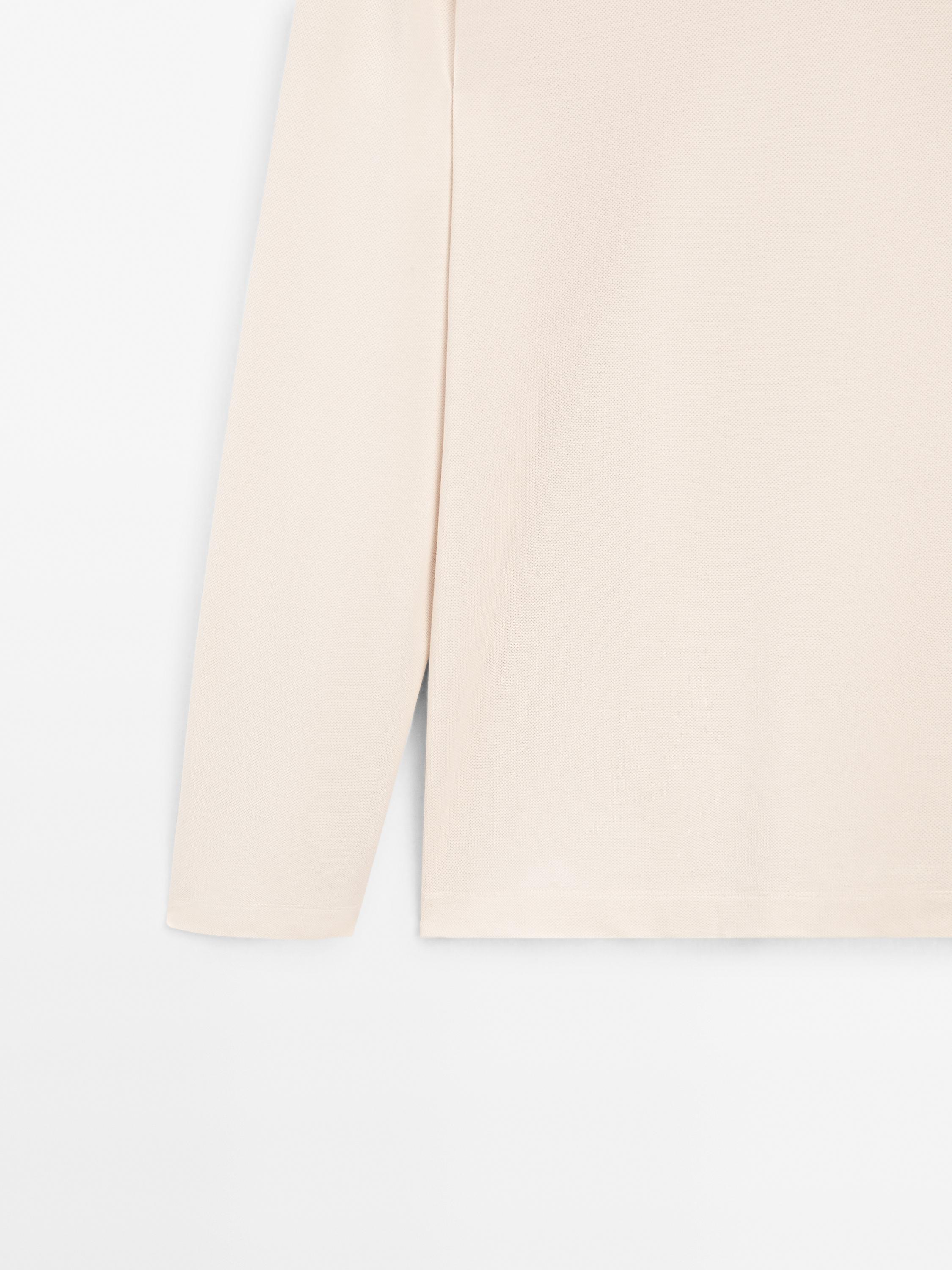 Long sleeve mercerised cotton piqué polo shirt