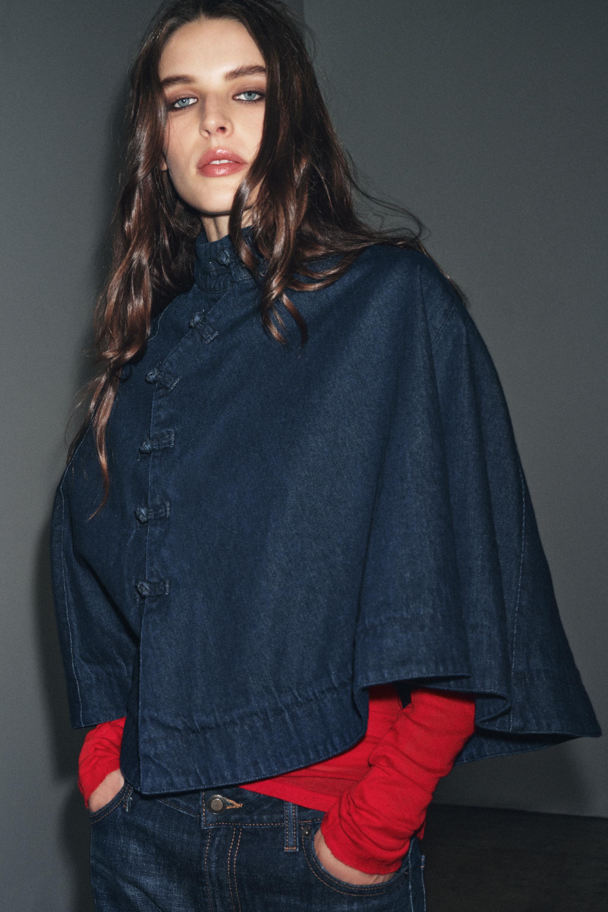 DENIM TOGGLE CAPE